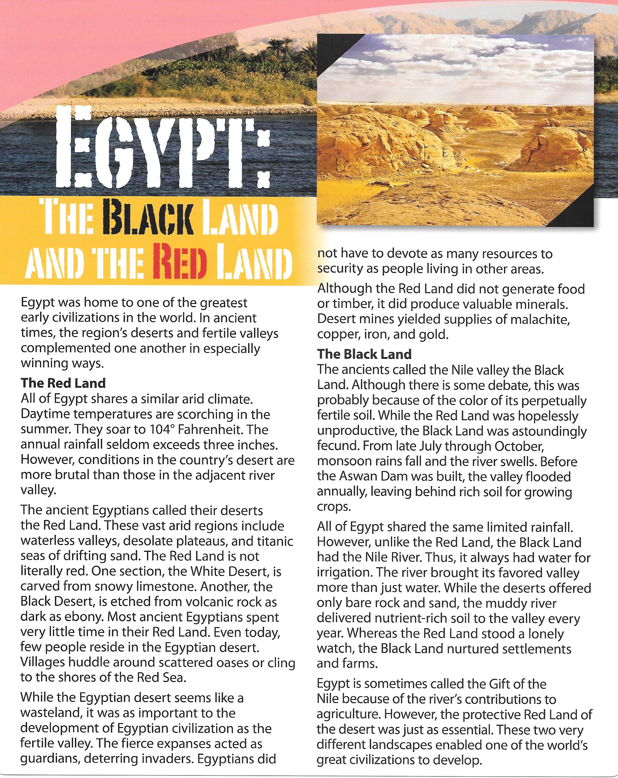 Egypt The Black Land & The Red Land Kristen Mace Library Formative