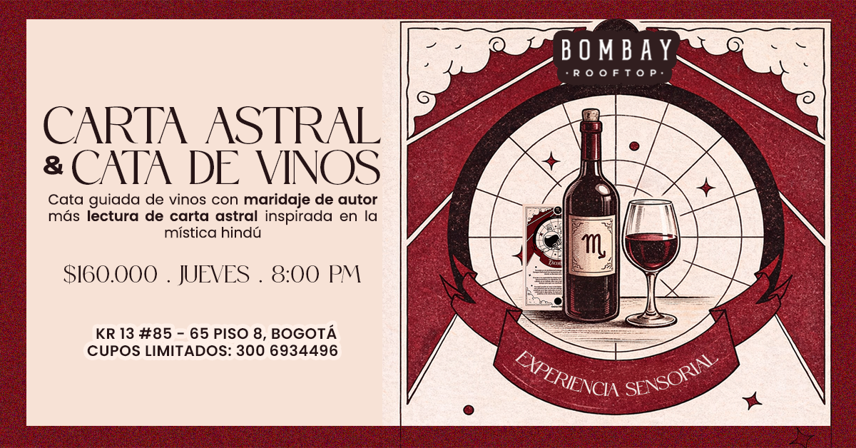 Carta Astral & Cata de Vinos en Bombay Rooftop | Experiencia sensorial