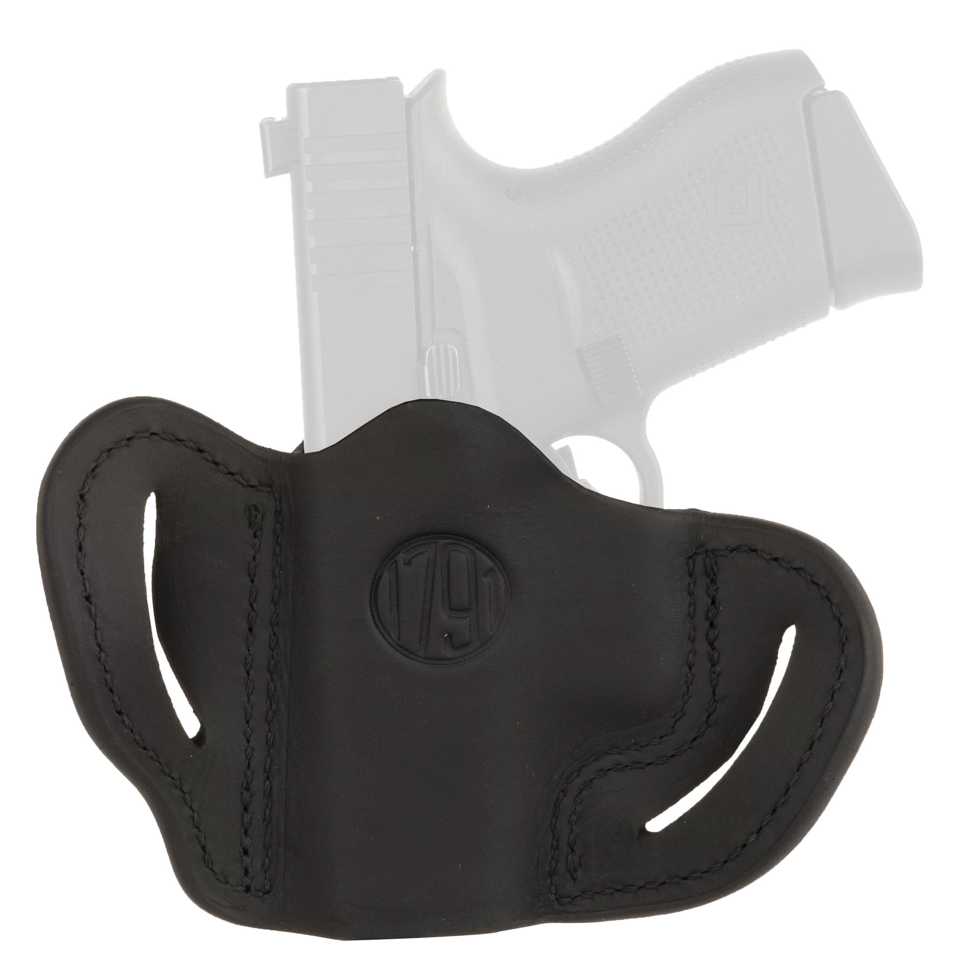 1791 Gunleather BHC Optic Ready, OWB Belt Holster, Fits Optic Ready Sub-Compact Pistols, Matte Finish, Stealth Black Leather, Right Hand OR-BHC-SBL-R