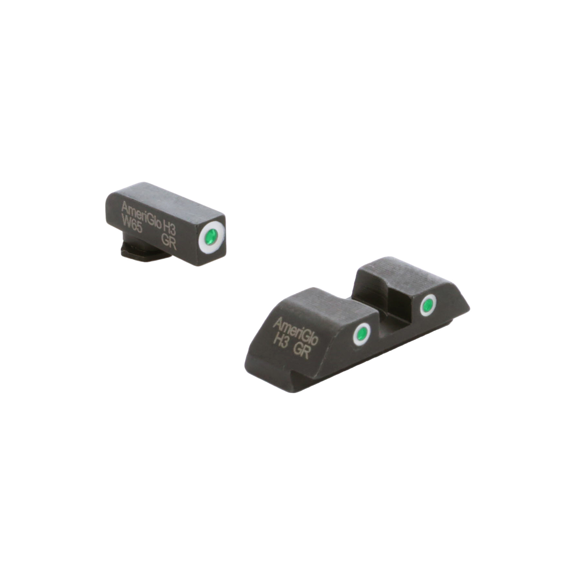 AmeriGlo Classic Sight Set, 3-Dot, Night Sight, Fits Glock Gen 5 9/40, Green Front with White Outline, Green with White Outline Rear, Matte Finish, Black GL-5113
