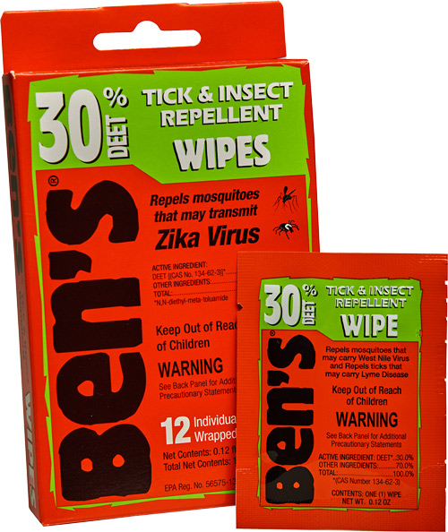 Ben's 00067085 30  Odorless Scent Wipes Repels Ticks & Biting Ins