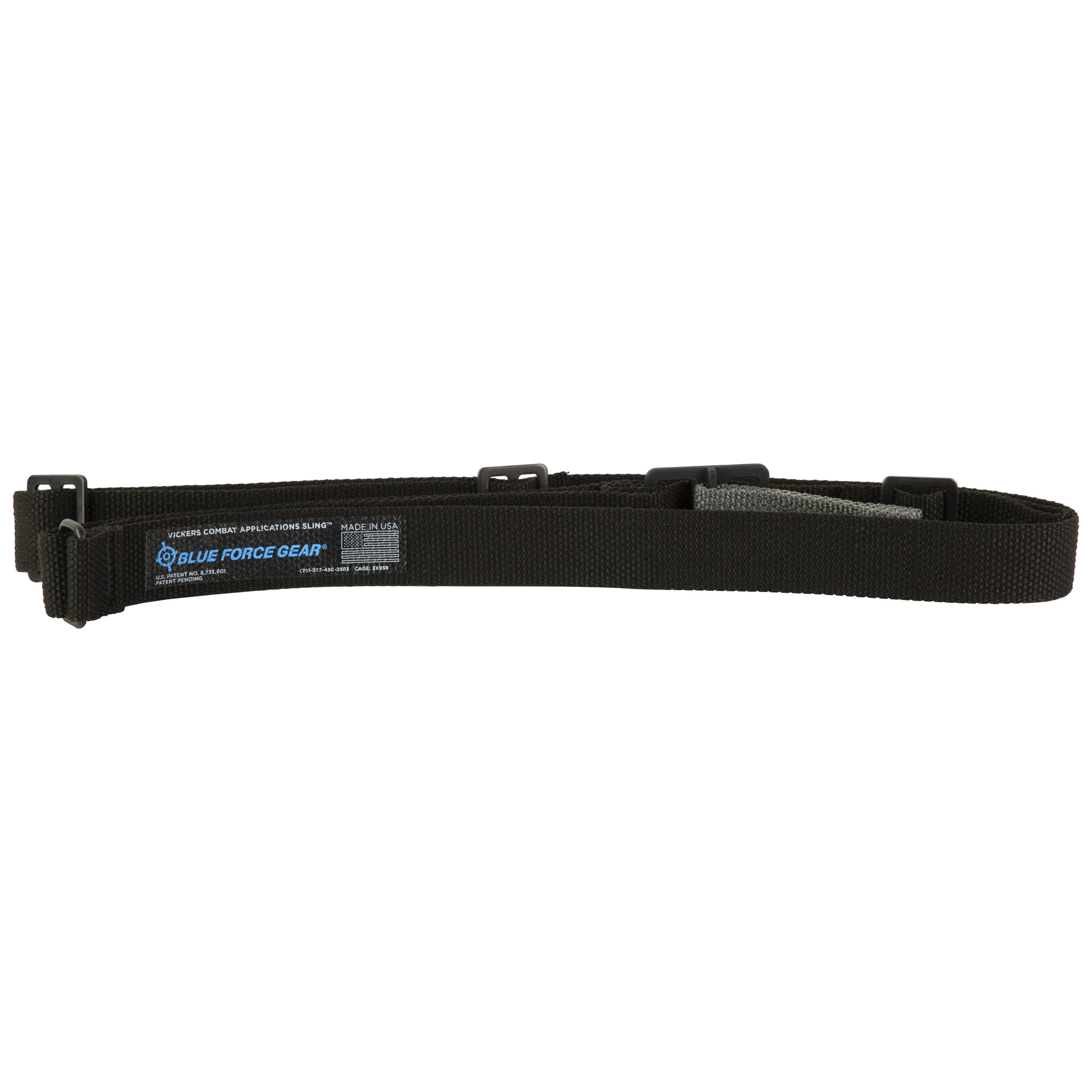 Blue Force Gear Vickers Combat Applications Sling, 2 Point Combat Sling with Metal Hardware, 54-64 Length, Black, 1.25 Webbing VCAS-125-OM-BK