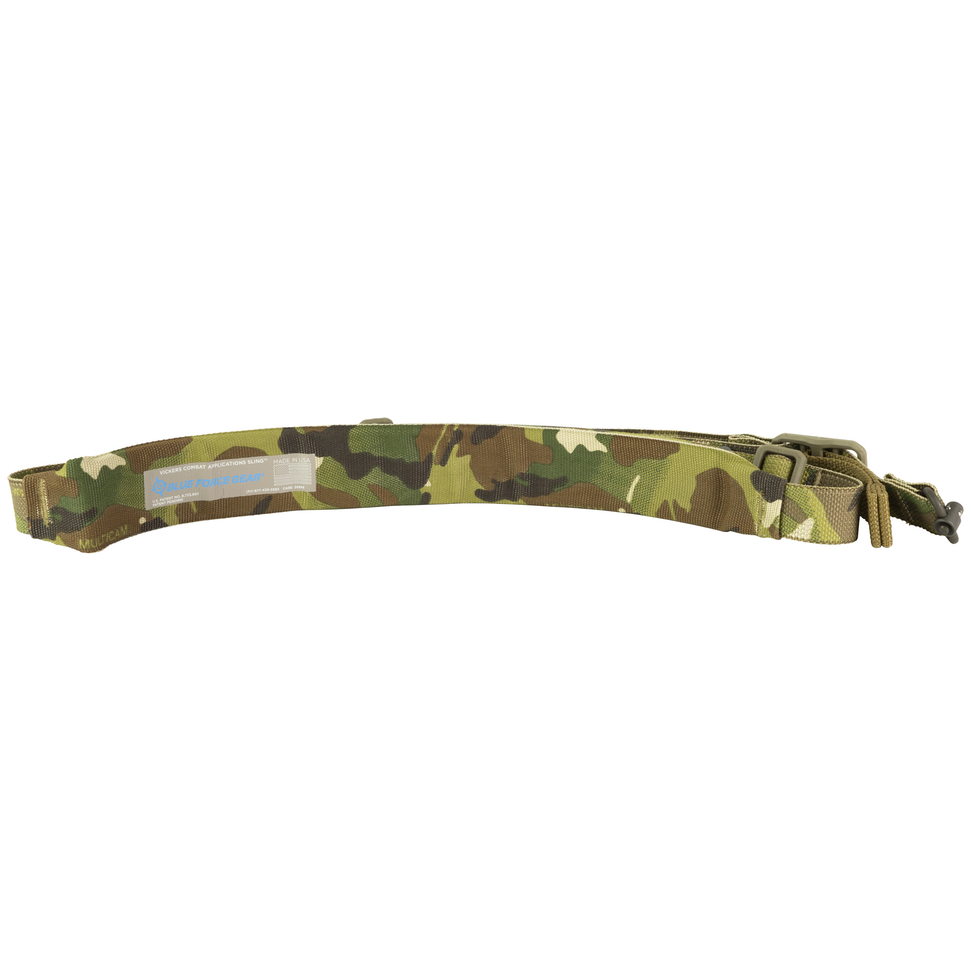 Blue Force Gear Vickers, Padded 2-Point Combat Sling, Push Button Swivels, 54 with Adjuster Tightened, MultiCam, 1.00 Webbing VCAS-PB-200-AA-MC