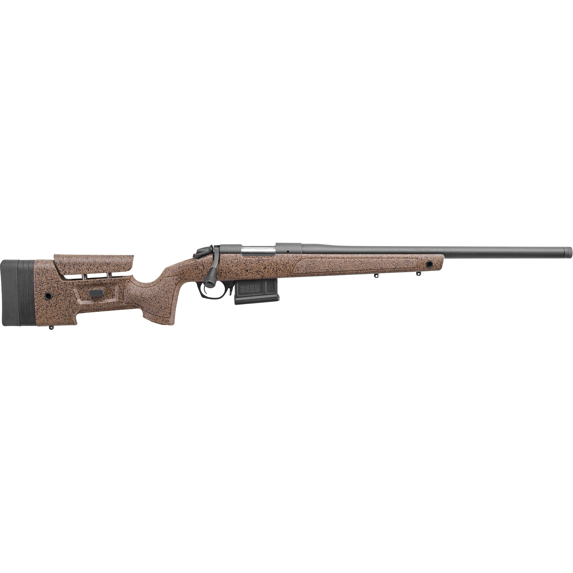 Bergara B-14 Series HMR, Bolt Action Rifle, 7MM PRC, 24 Barrel, Threaded 5/8-24, Cerakote Finish, Black, Black/Tan HMR Synthetic Stock with Cheek Riser and LOP Spacers, 5 Rounds, AICS Style Detachable Magazine, Right Hand B14LM3713