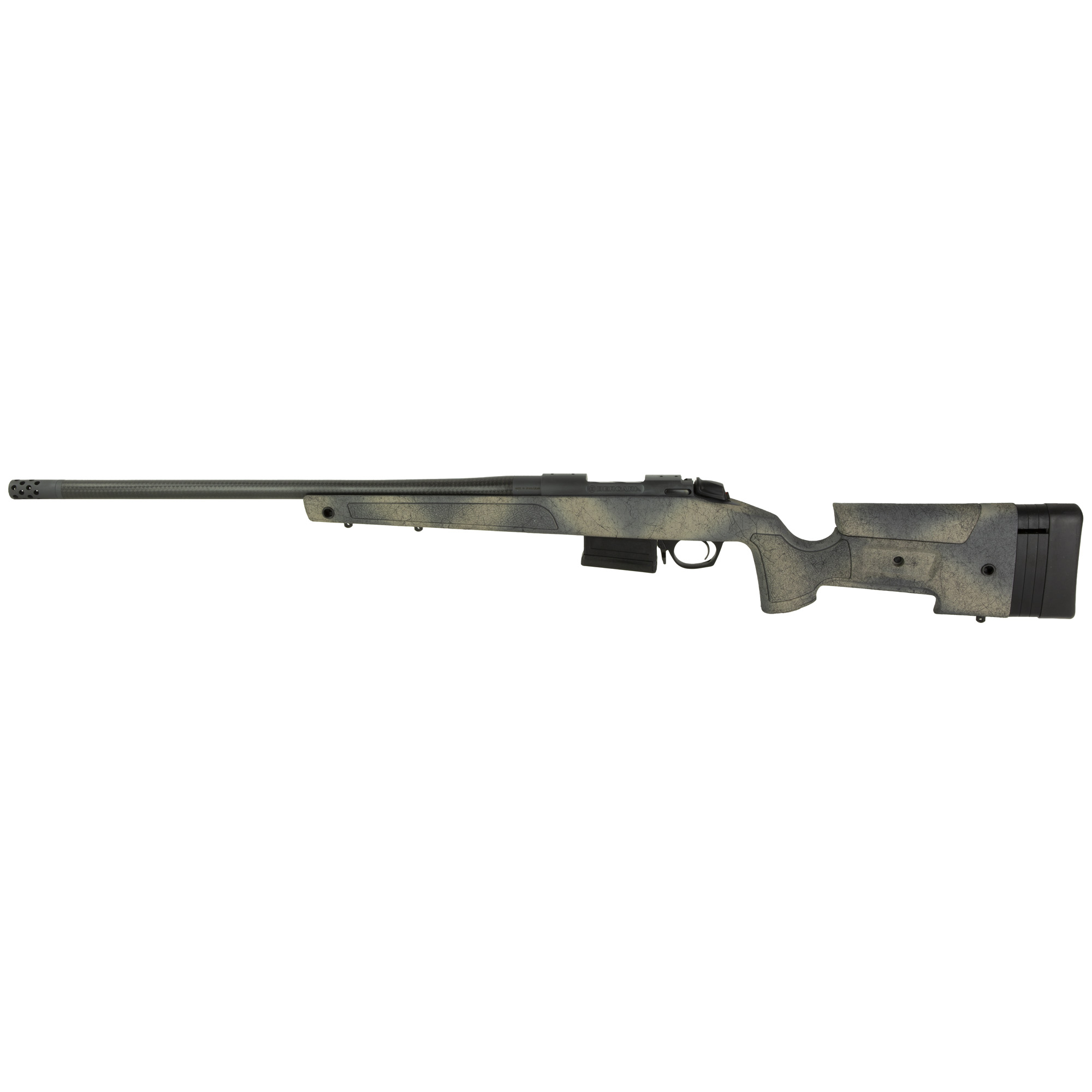 Bergara B-14 Series HMR Carbon Wilderness Rifle, Bolt Action Rifle, 6.5 Creedmoor, 24 Carbon Fiber Barrel, Threaded 5/8-24, Omni Muzzle Brake, Fluted Bolt, Cerakote Finish, Black, Overmolded Mini-Chassis Stock, 5 Rounds, AICS Style Detachable Magazin