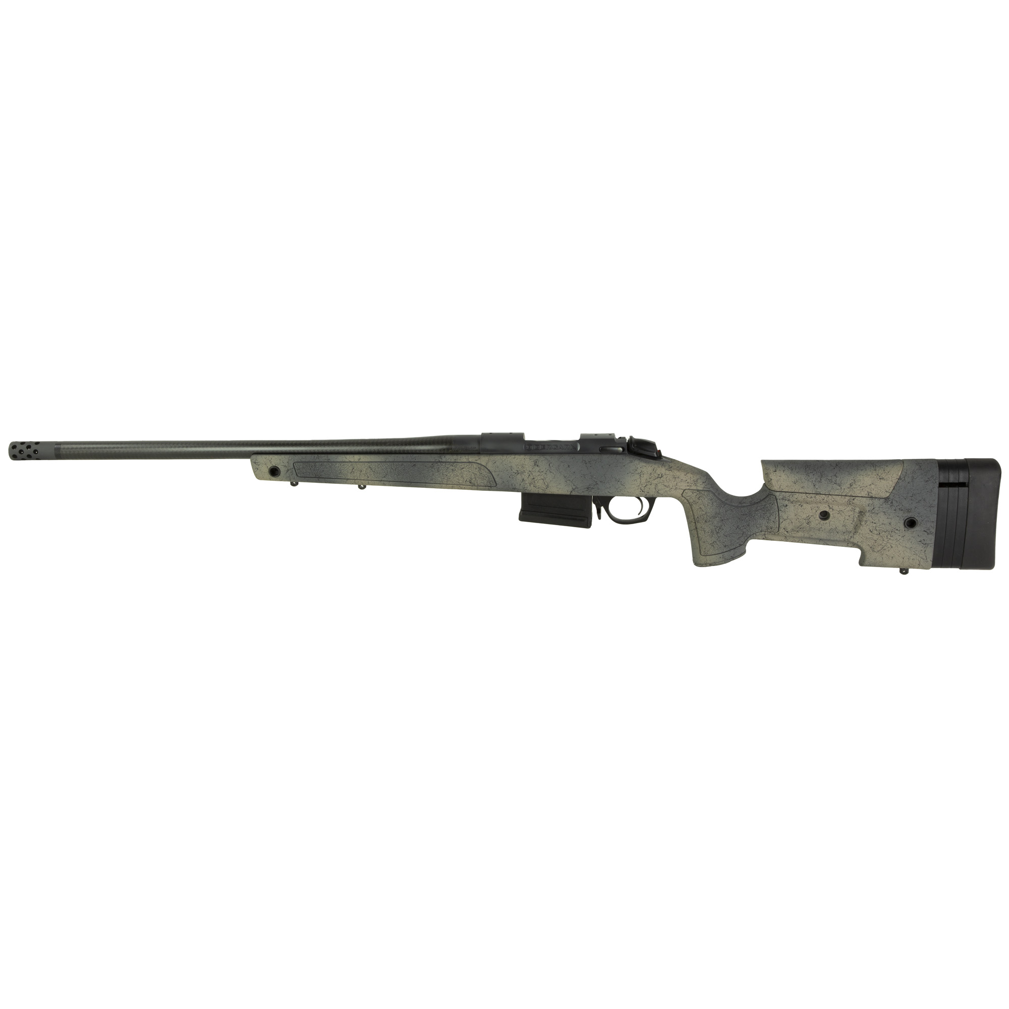 Bergara B-14 Series HMR Carbon Wilderness Rifle, Bolt Action Rifle, 308 Winchester, 20 Carbon Fiber Barrel, Threaded 5/8-24, Omni Muzzle Brake, Fluted Bolt, Cerakote Finish, Black, Overmolded Mini-Chassis Stock, 5 Rounds, AICS Style Detachable Magazi