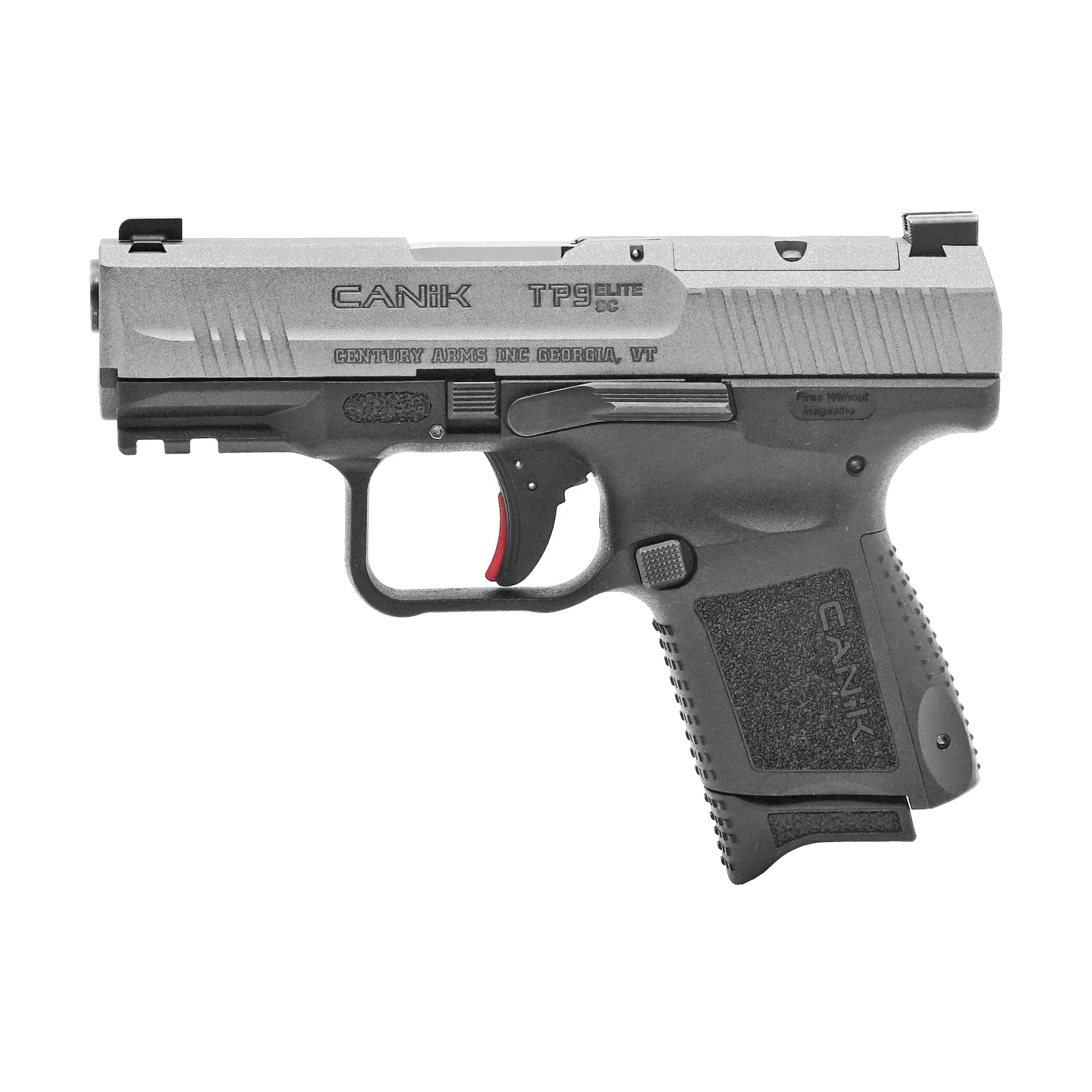 CANIK TP9 Elite SC, Striker Fired, Semi-automatic, Polymer Frame Pistol, 9MM, 3.6 Barrel, Tungsten, Micro Red-Dot Base Plate, Ambidextrous Slide Stop, Loaded Chamber Indicator, Reversible Magazine Release, 2 Magazines, (1)-12 Round and (1)-15 Round,