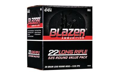 Blazer Ammunition Blazer, 22LR, 38 Grain, Lead Round Nose, 525 Round Box 10022