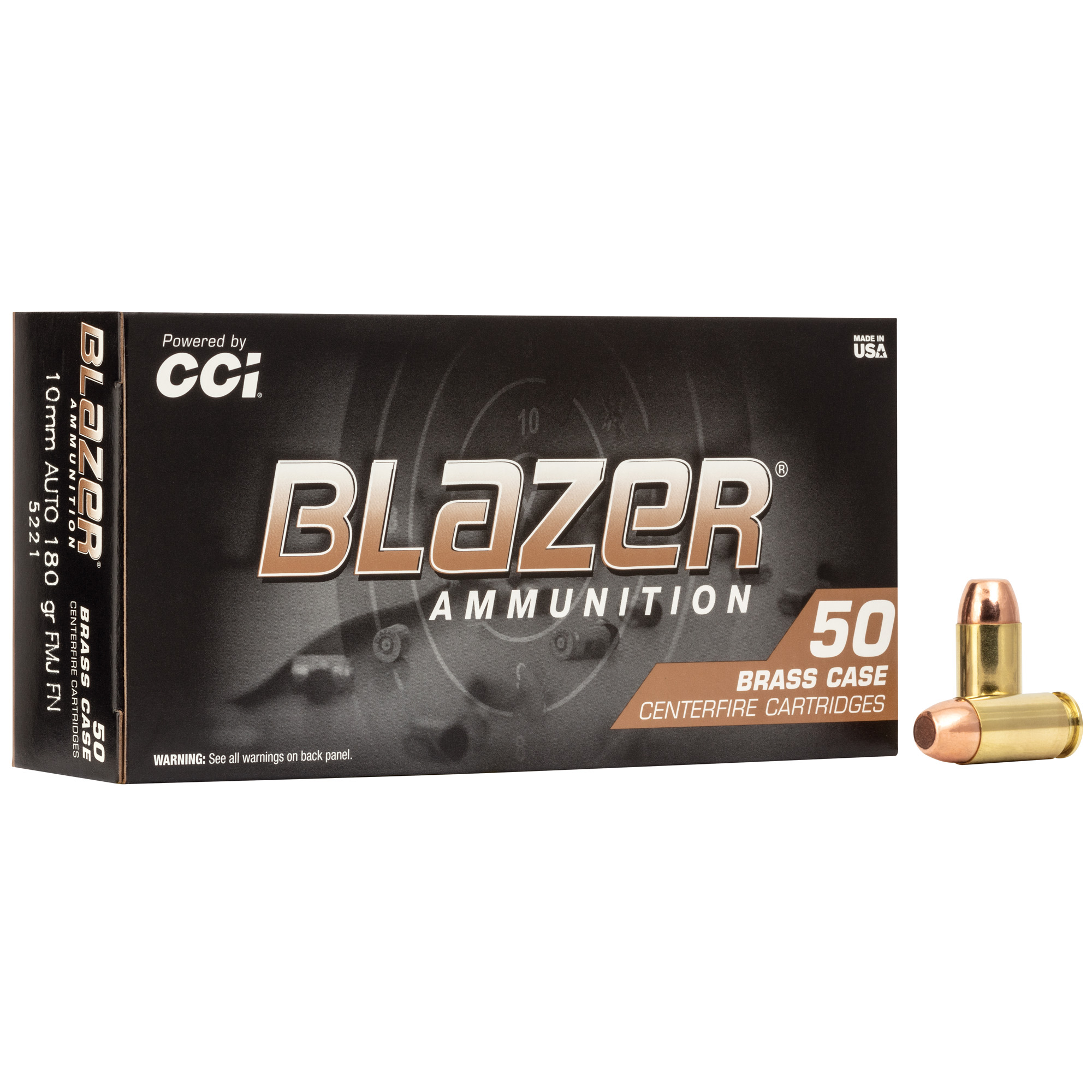 Blazer Ammunition Blazer Brass, 10MM, 180Gr, Full Metal Jacket, 50 Round Box 5221