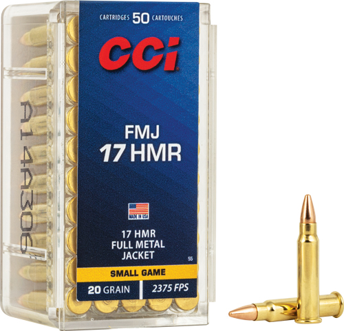 CCI 17HMR 20GR FMJ 2375FPS 50RD 40BX/CS