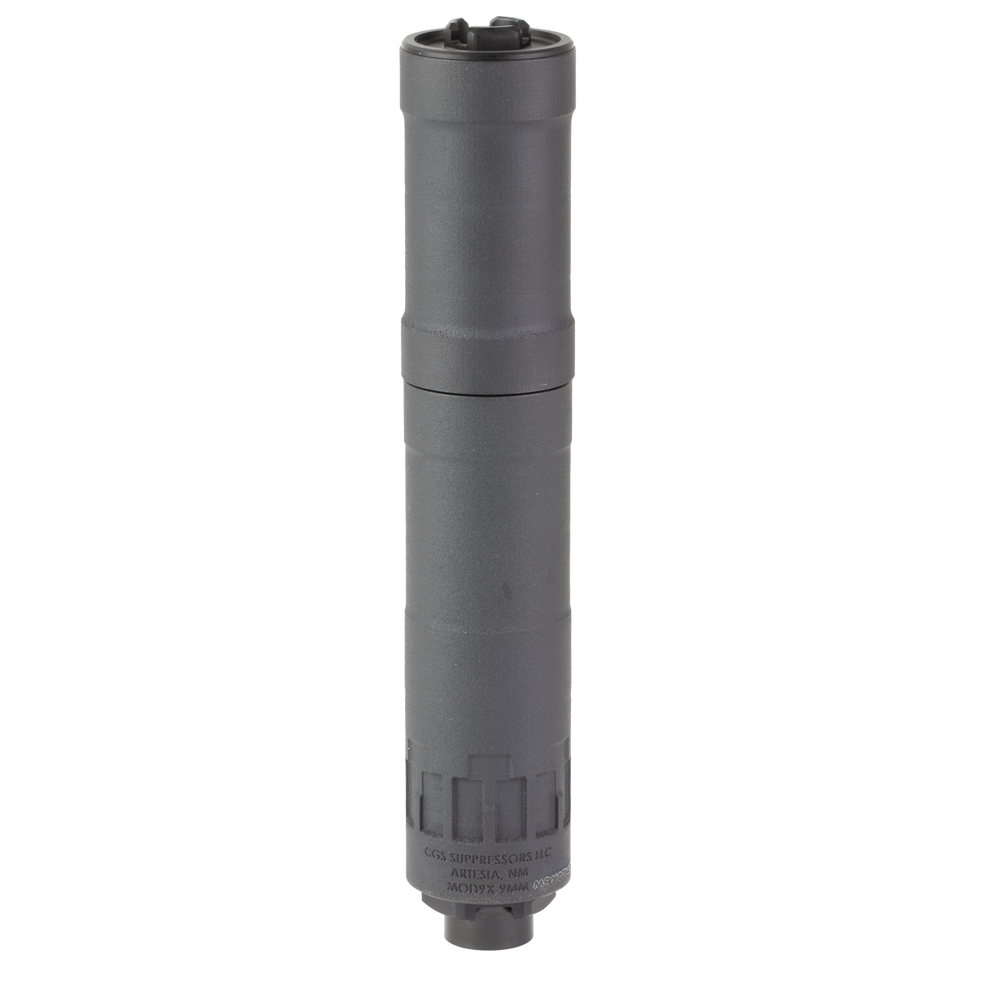 Chaos Gear Supply Mod9X, Suppressor, 9MM, 7.7 Long, 9 OZ, 7075 Aluminum Construction, 1/2X28 Thread Pitch, Matte Finish, Black CGS-MOD9X-Modular