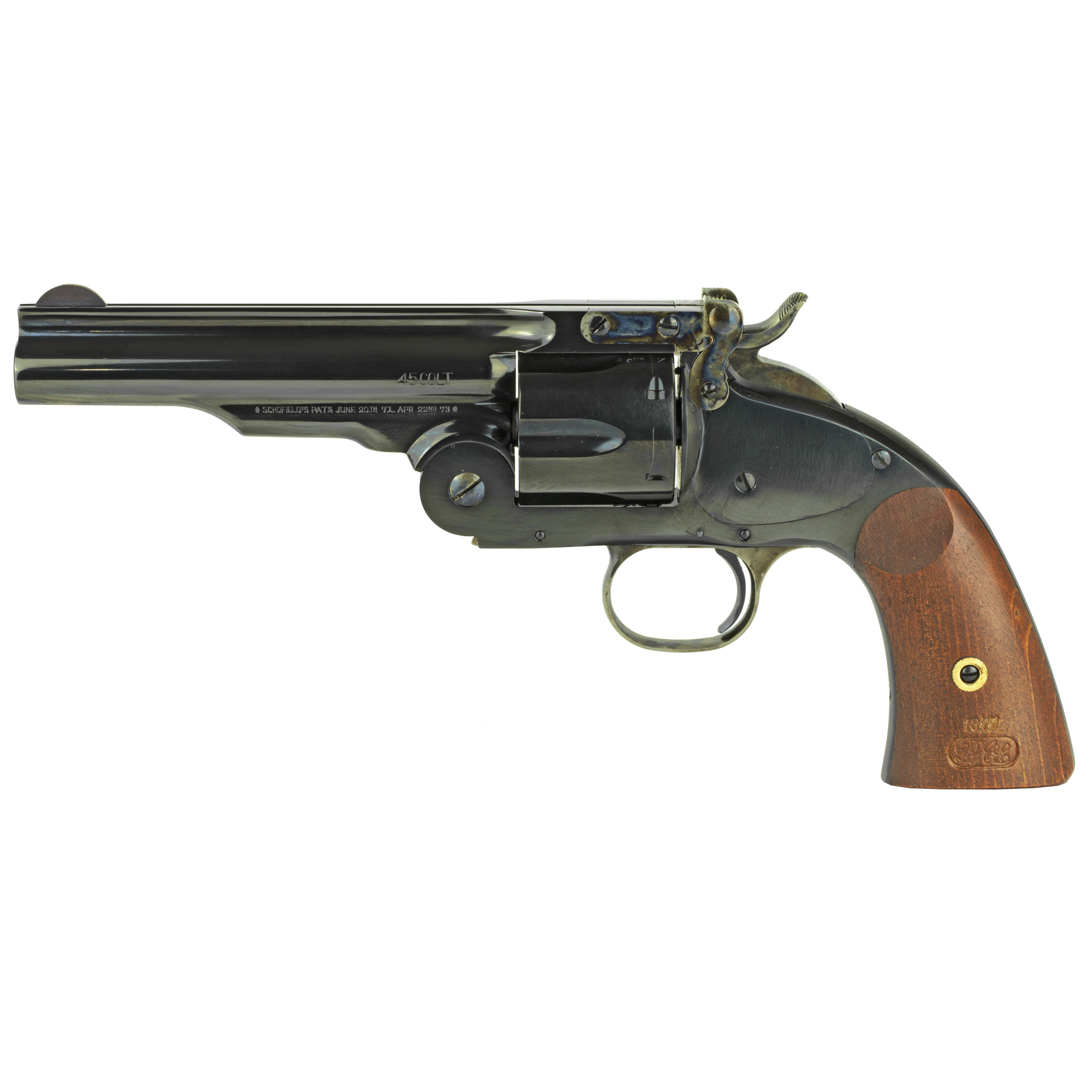 Cimarron Model 3 Schofield, Single Action, 45LC, 5 Barrel, Steel, Blued Finish, Wood Grips, 6 Rounds CA855