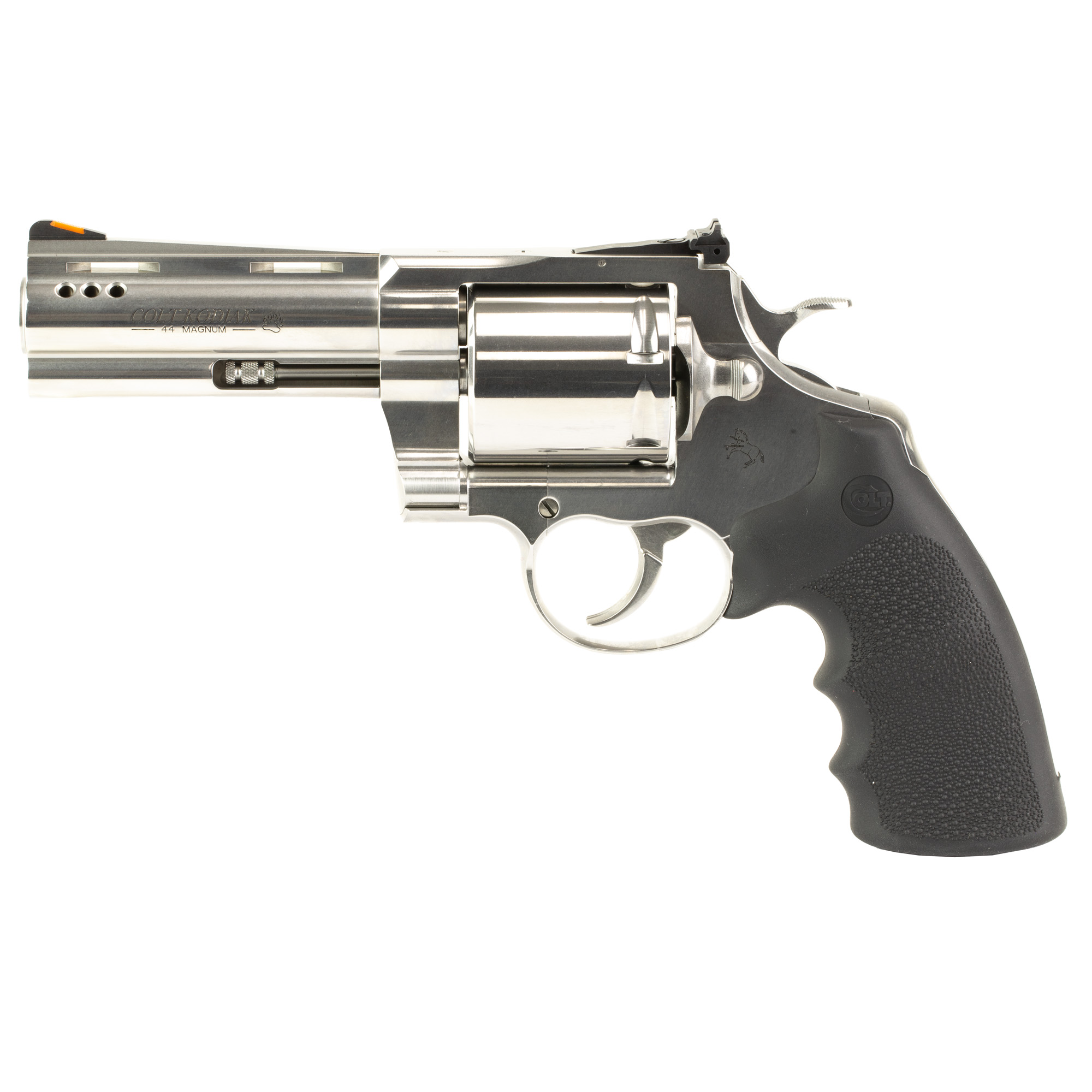 Colt's Manufacturing Colt Kodiak, Revolver, 44 Magnum, 4.25 Ported Barrel, Stainless Steel Finish, Hogue Overmolded Rubber Grip, Red Ramp Front & Adjustable Rear Sights, 6 Rounds KODIAK-SP4RTS