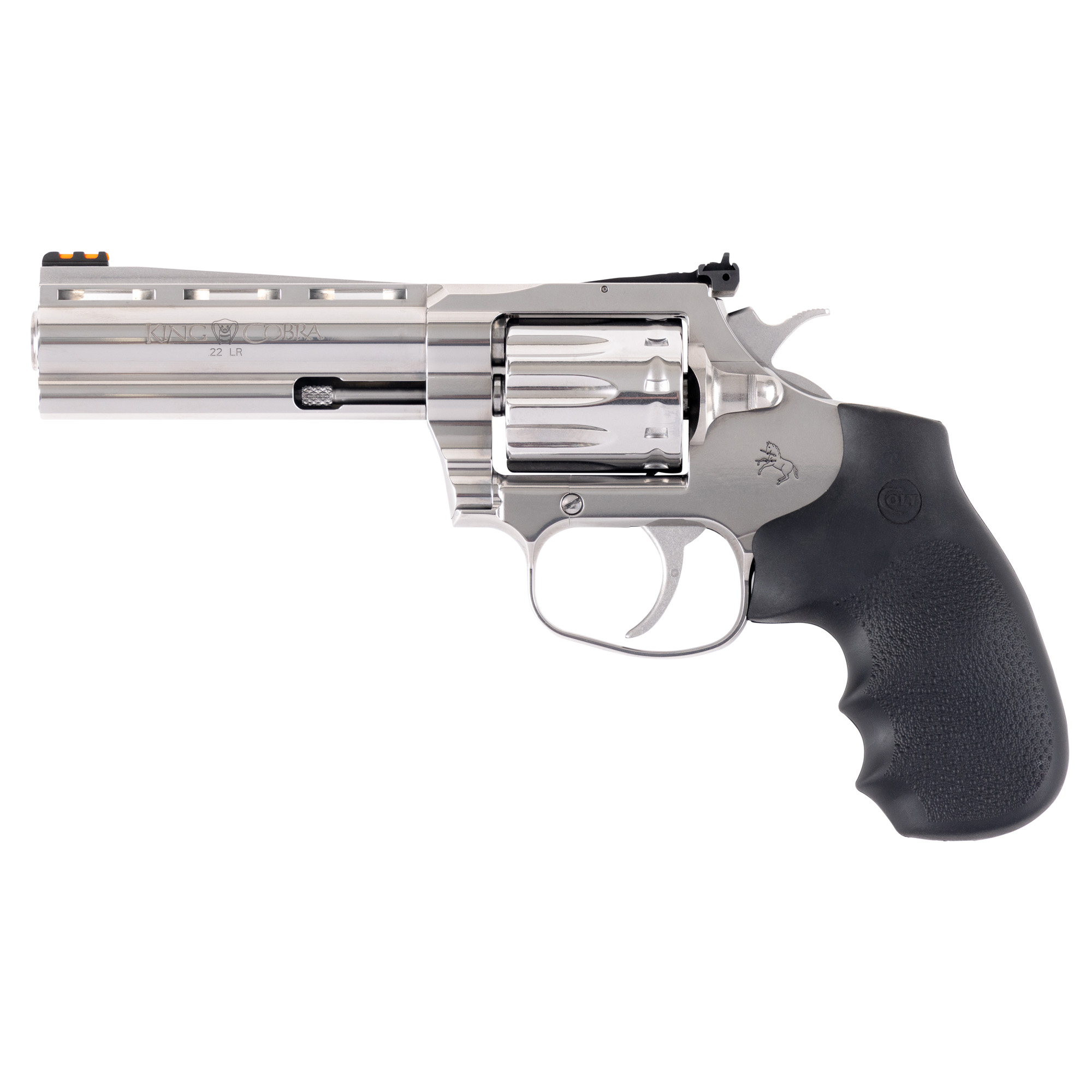 Colt's Manufacturing Colt King Cobra, Double Action/Single Action, Revolver, 22 LR, 4.25 Barrel, Stainless Steel, Silver, Black Grips, 10 Rounds KCOBRA22-SP4RFO