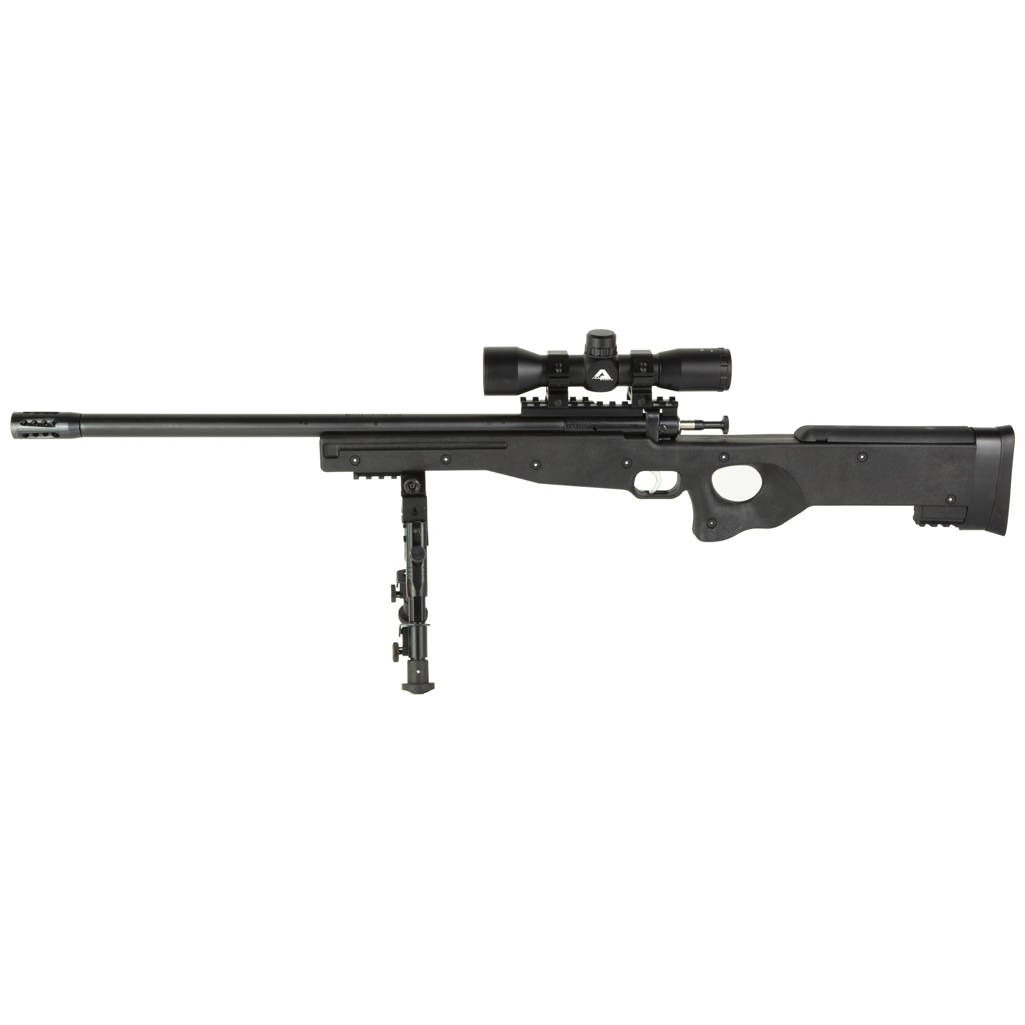Keystone Sporting Arms Cricket Precision Rifle, Bolt Action Rifle, Single Shot, Compact, 22 LR, 16.125 Barrel, Blued Finish, Black Synthetic Stock, Adjustable Sights, Includes Bipod/Scope Mount/4X28 Combat Scope/Sun Shade, Right Hand KSA2159