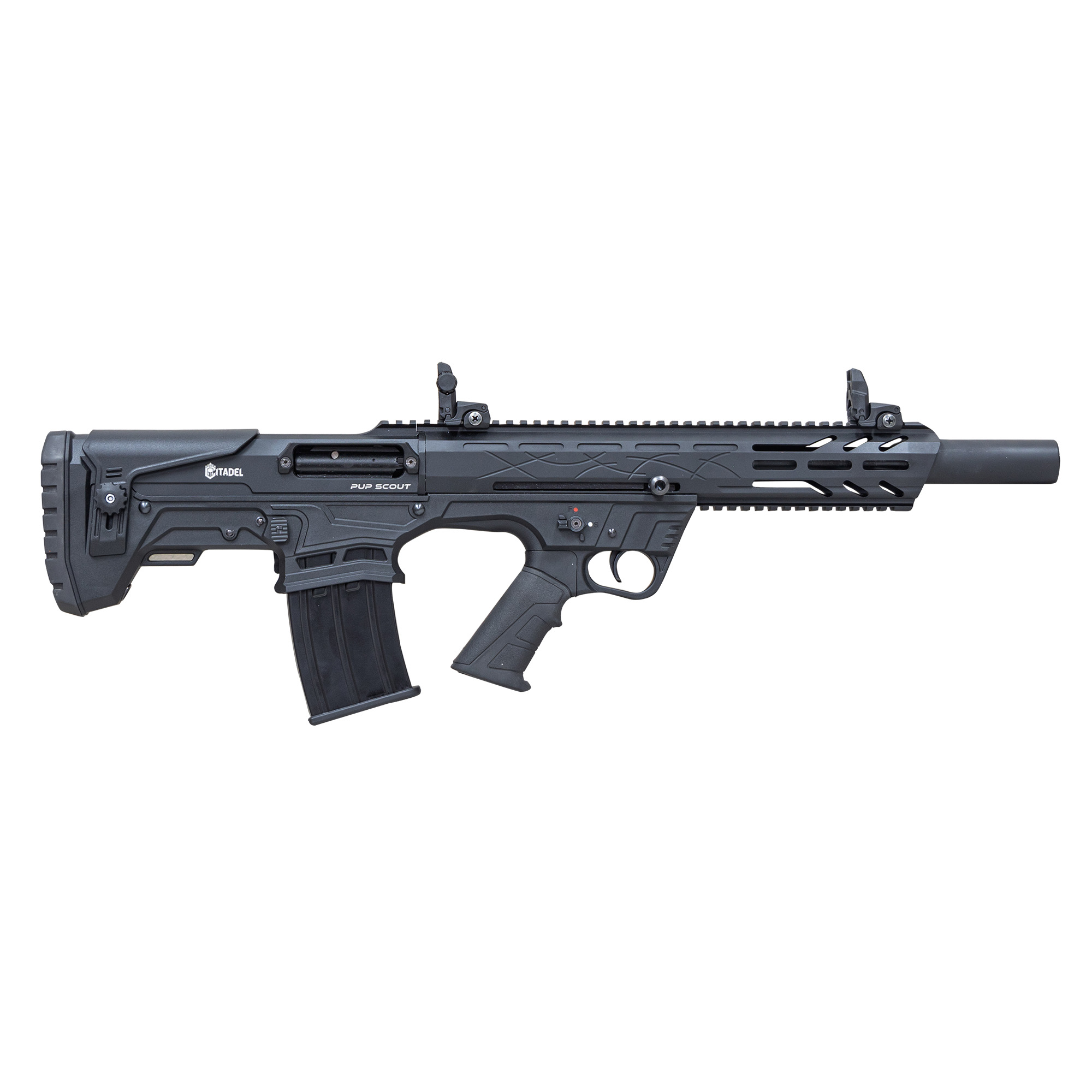 Citadel Pup Scout, Semi-automatic Bullpup Shotgun, 12 Gauge, 3 Chamber, 18.75 Chrome Lined Barrel, Matte Finish, Black, Synthetic Furniture, 5 Rounds, Includes 3 Choke Tubes FRPS1218