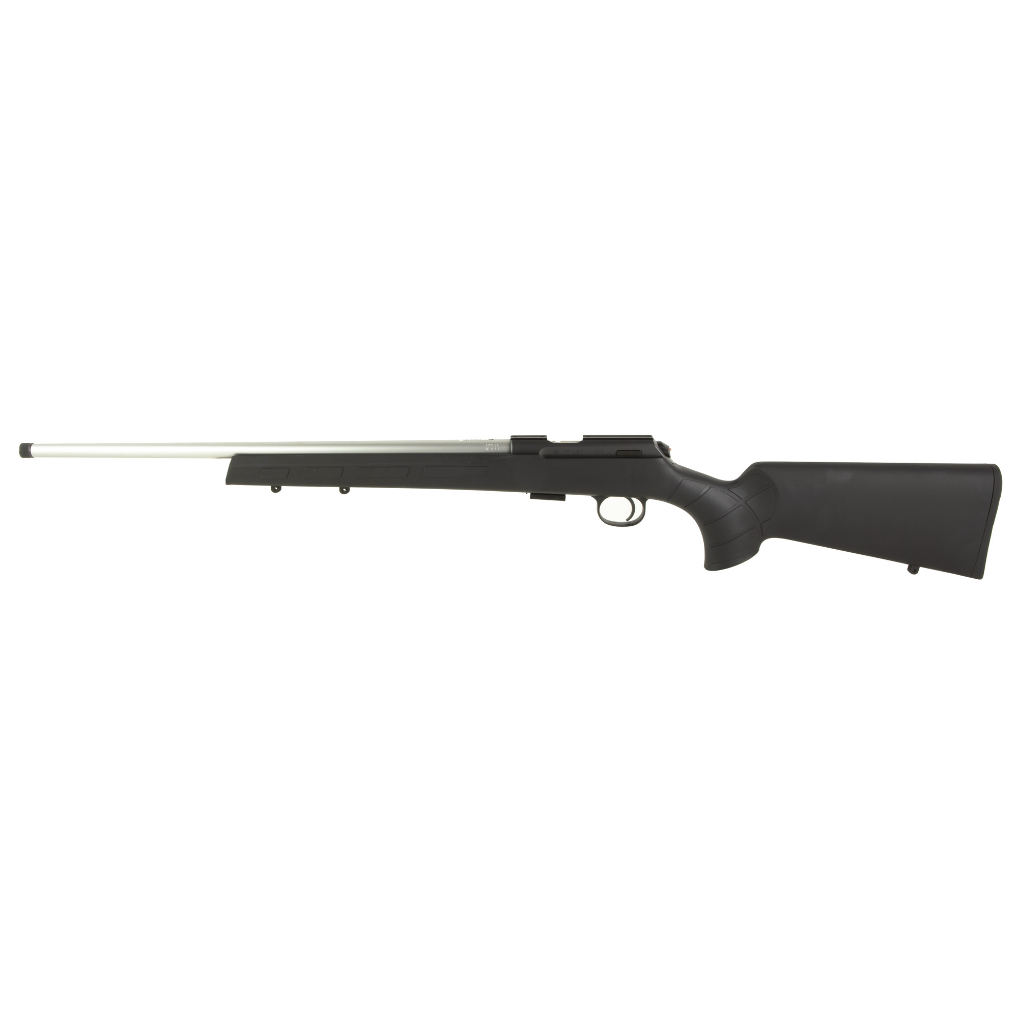 CZ 457 American, Bolt Action Rifle, 22 Long Rifle, 20 Barrel, Threaded 1/2X28, 11mm Dovetail, Stainless Steel Finish, Black Synthetic Stock, 5 Rounds 02395