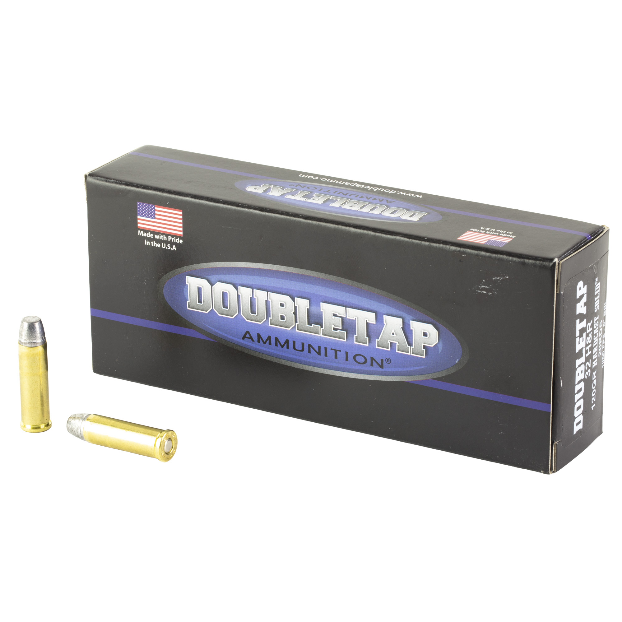 DoubleTap Ammunition Hardcast Solid, 32 H&R, 120 Grain, Wide Flat Nose Hard Cast, 20 Round Box 32HR120HC20
