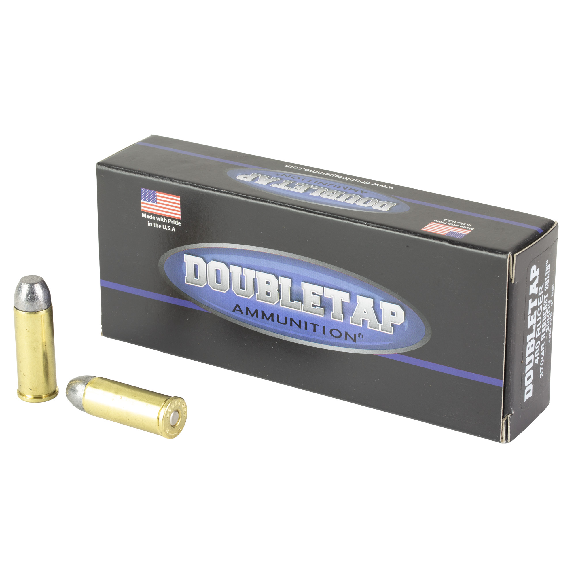 DoubleTap Ammunition Hardcast Solid, 480 Ruger, 370 Grain, Wide Flat Nose Hardcast, 20 Round Box 480R370H2
