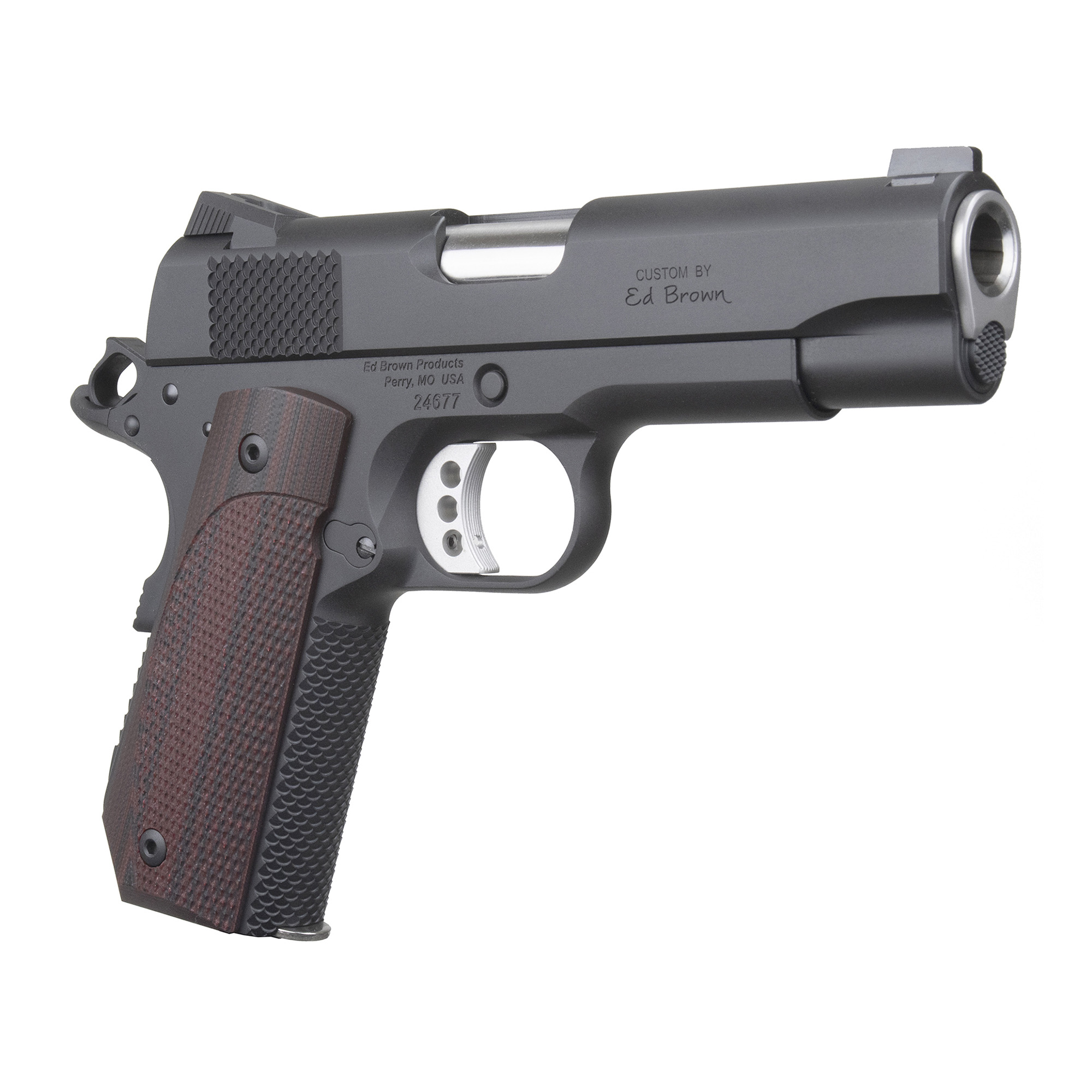 Ed Brown Kobra Carry, Semi-automatic, 1911, Commander, Bobtail Frame, 45ACP, 4.25 Barrel, Matte Finish, Black, G10 Grips, Thumb Safety, Black Fixed Rear Sight, Orange HD XR Front Sight, Recessed Slide Stop, 7 Rounds, 2 Magazines KC18-G4