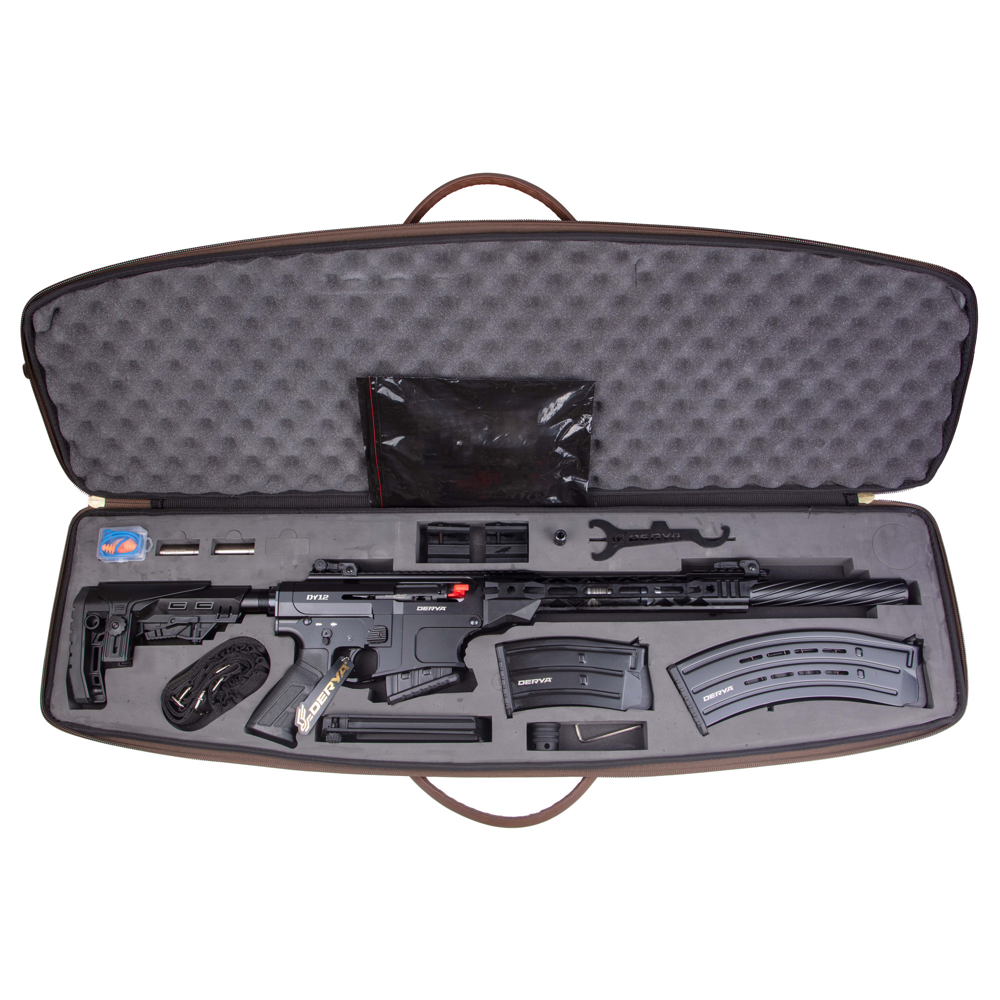 Derya DY12, Semi-automatic Shotgun, 12 Gauge, 3 Chamber, 20 Barrel, Anodized Finish, Black, Flip Up Front and Rear Sights, Adjustable Stock, (3) Choke Tubes - Improved Cylinder/Modified/Full, 3 Magazines, (1)-2 Round, (1)-5 Round & (1)-10 Round DY12.