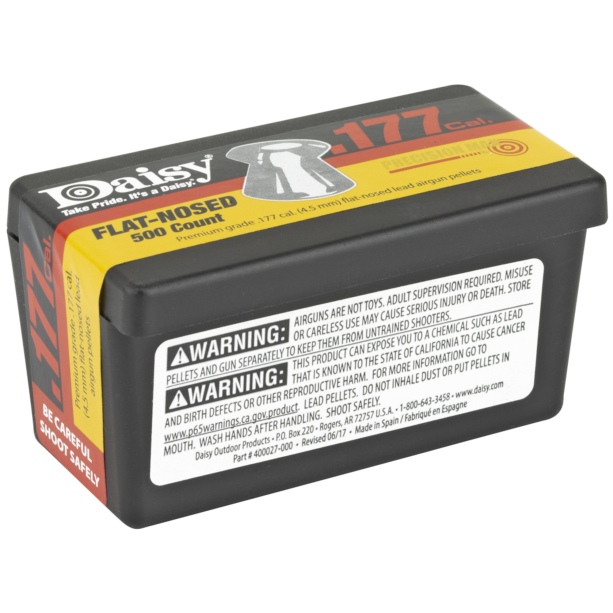 Daisy PrecisionMax, Flat-Nosed Pellets, Box, .177 Cal, 500 Pellets per Box 990557-512