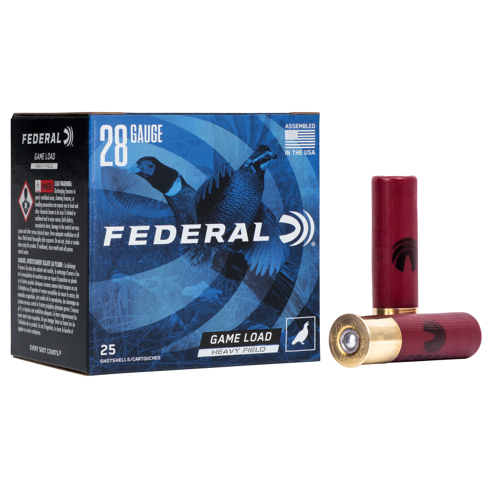Federal Game Load, Heavy Field, 28 Gauge 2.75, #6, 1 oz, Lead, 25 Round Box H289 6