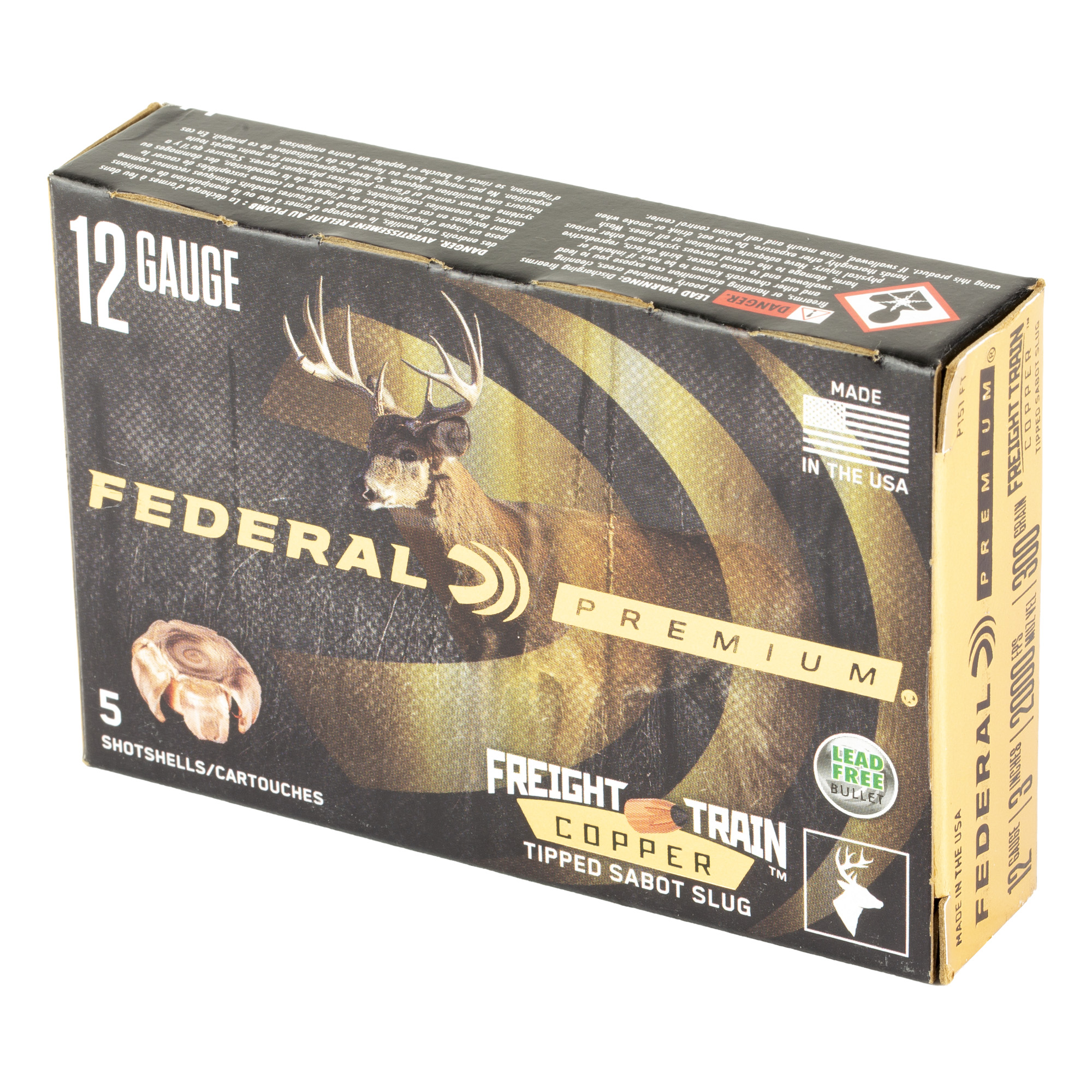Federal Freight Train, 12 Gauge, 3, 300 Grain, Copper Sabot, 5 Round Box P151 FT