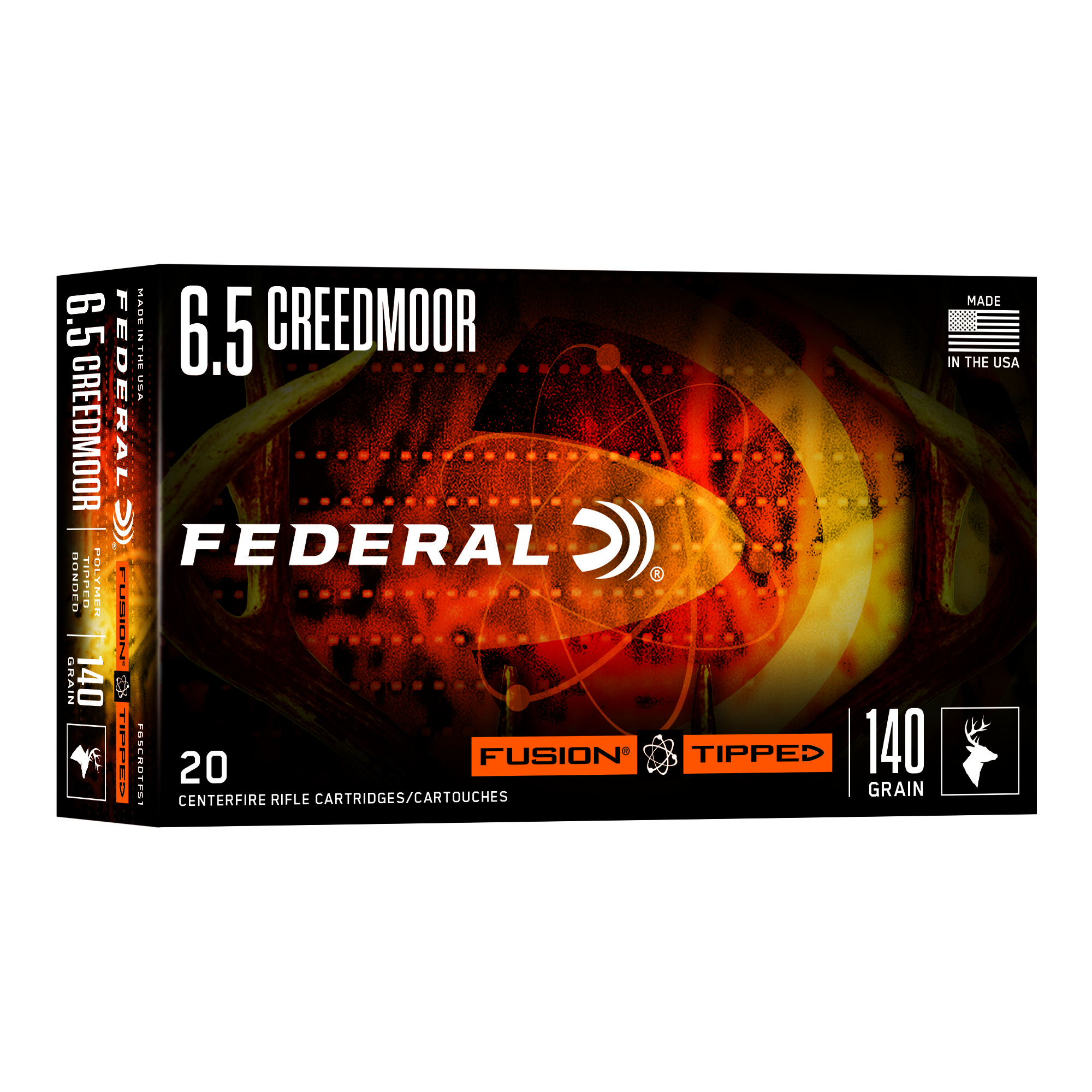 Federal Fusion, 6.5 Creedmoor, 140 Grain, Fusion Polymer Tip, 20 Round Box F65CRDTFS1