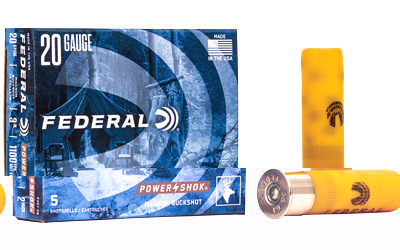 Federal PowerShok, 20 Gauge, 3, #2 Buck, 18 Pellets, 5 Round Box F2072B