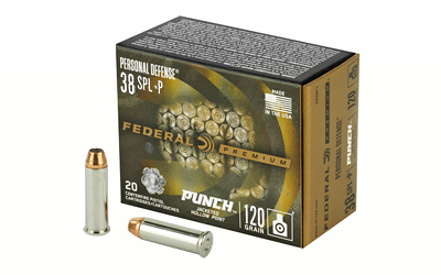 Federal Premium, Punch, 38 Special, 120 Grain, Jacketed Hollow Point, 20 Round Box PD38P1