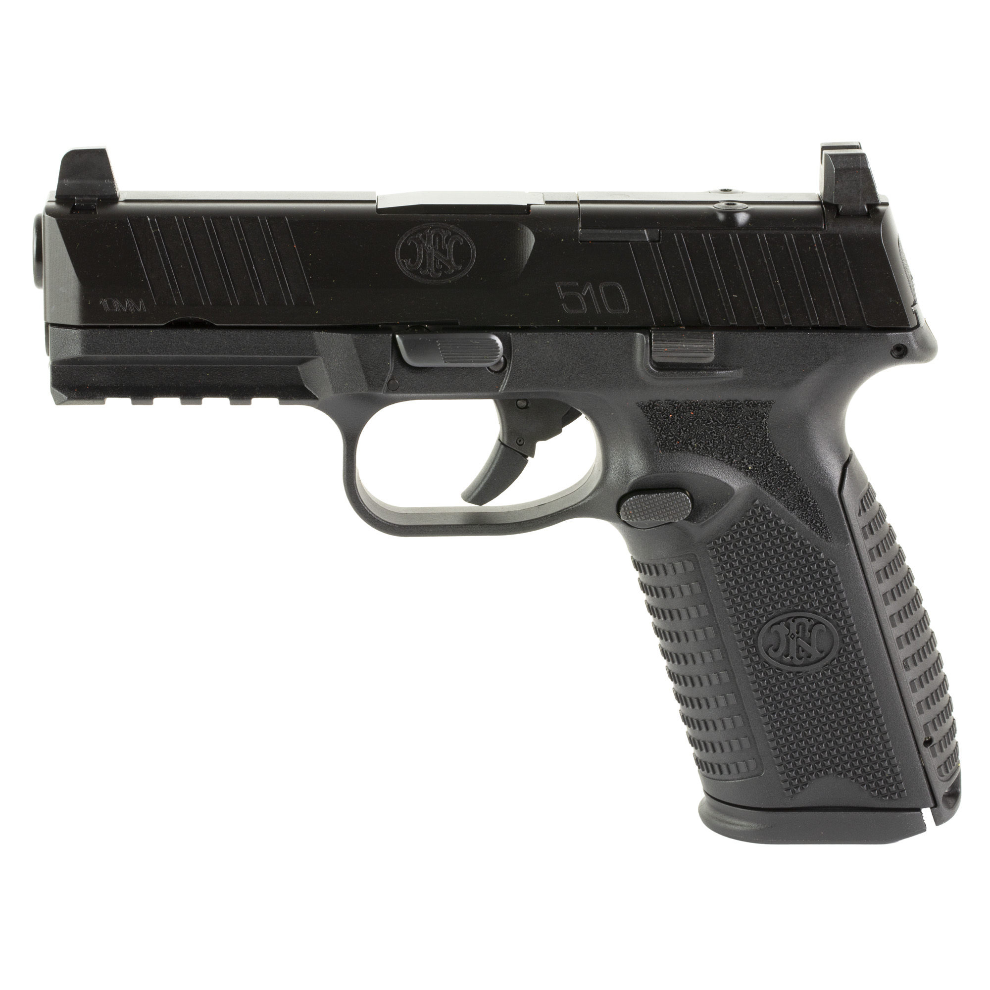 FN America FN 510 MRD, Semi-automatic, Striker Fired, Polymer Frame Pistol, Full Size, 10mm, 4.1 Barrel, Anodized Finish, Black, Optic Height Sights, Optics Ready, 10 Rounds, 2 Magazines 66-101381