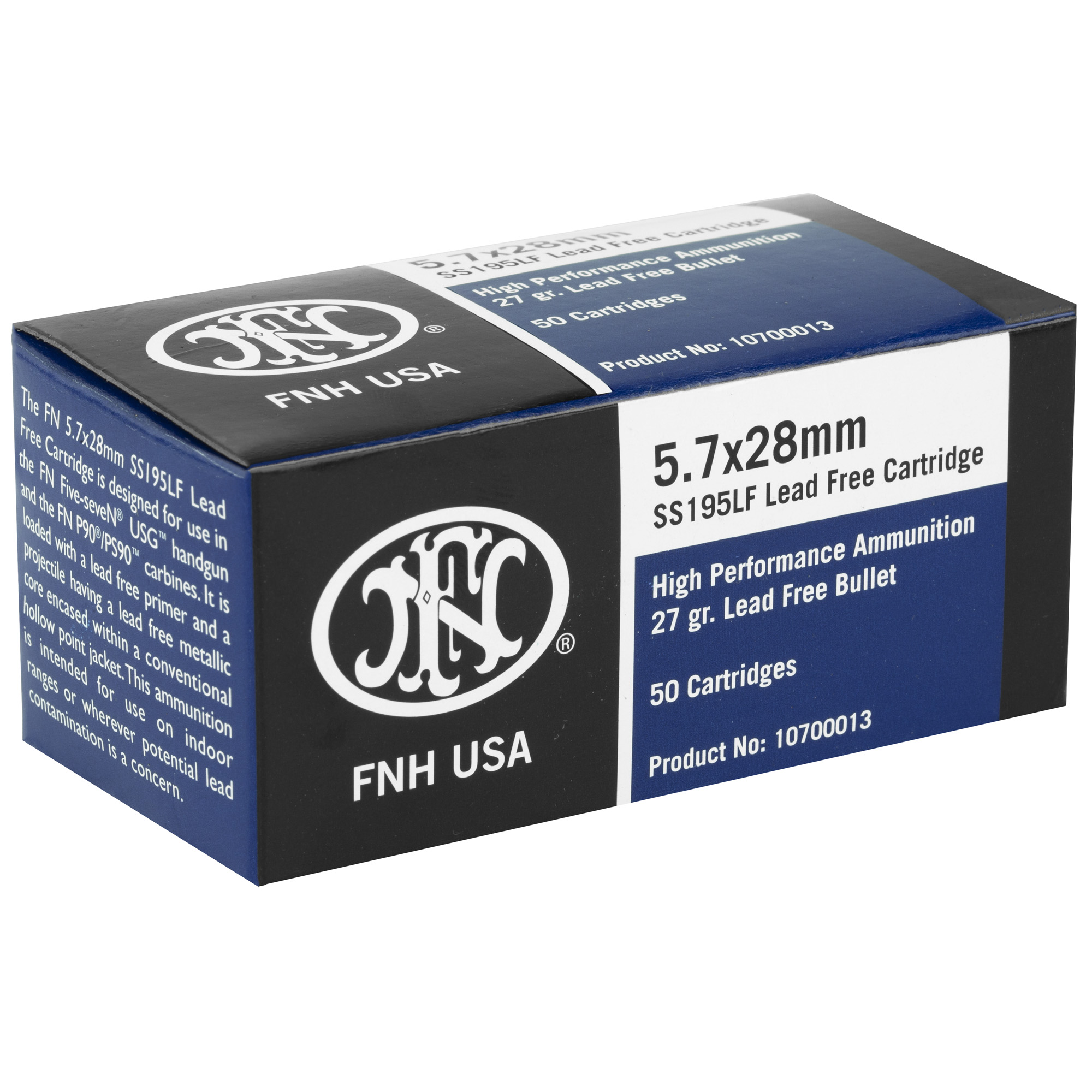 FN America Self Defense, 5.7x28mm, 27 Grain, Lead Free, Hollow Point, 50 Round Box 10700012