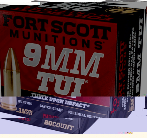 FORT SCOTT 9MM LUGER 115GR TUI SOLID COPPER 20RD 25BX/CS