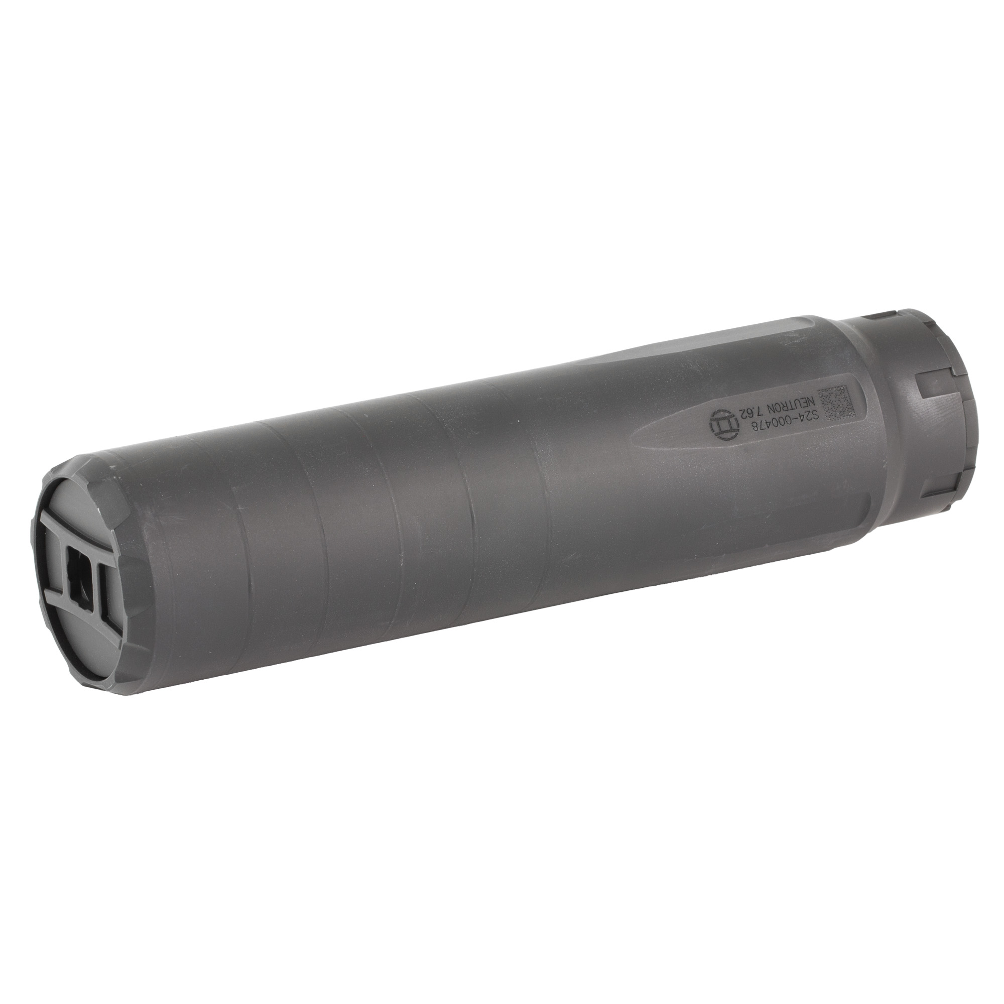 Gemtech Neutron, Rifle Suppressor, 7.62MM, Weight 16.1oz, Length 6.6, Diameter 1.64, Threads 5/8X24, Stainless Steel and Titanium, High-Temp Cerakote Finish, Black 14178