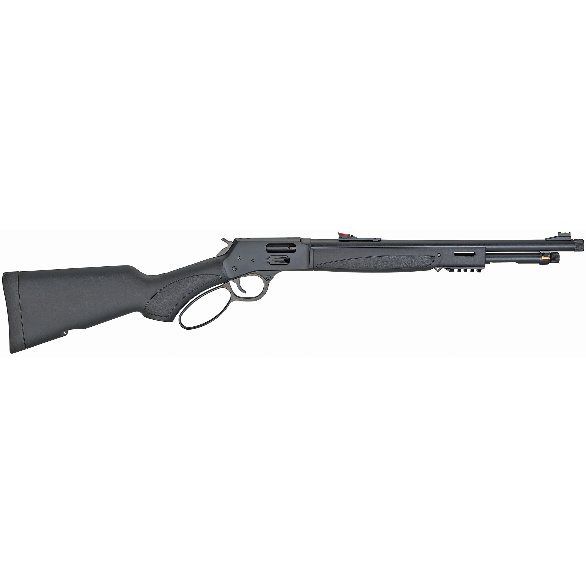 Henry Repeating Arms Big Boy X Model, Lever Action, 357 Magnum/.38 SPL, 17.5 Threaded Barrel, Blued Finish, Black Synthetic Stock, M-Lok, Large Loop Lever, Picatinny Rail, 7Rd, Brass Drilled and Tapped for a BB-RSM, Adjustable Fiber Optic Sights H012