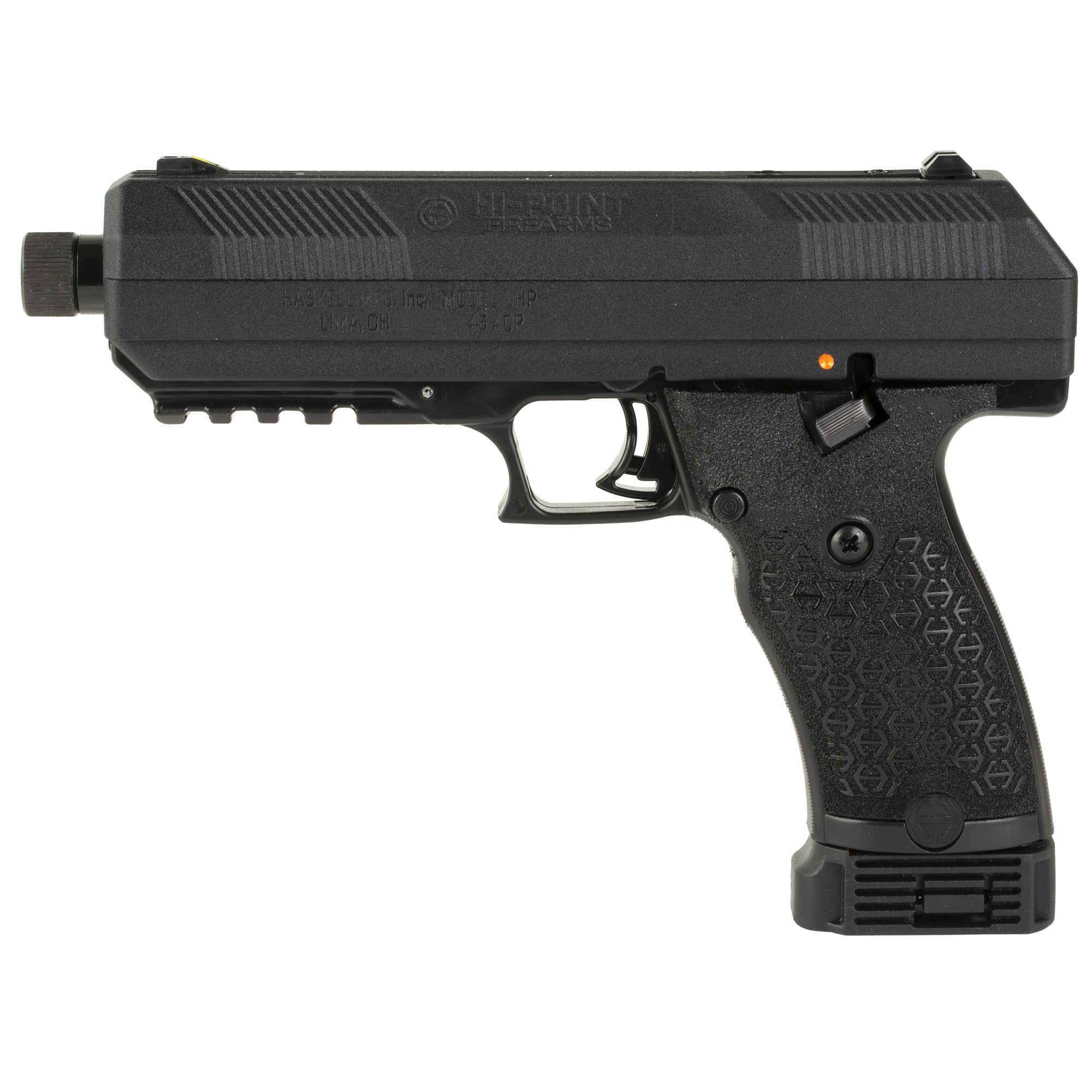 Hi-Point Firearms JCP Gen 2, Semi-automatic, Striker Fired, Polymer Framed Pistol, Full Size, 45 ACP, 5.2 Threaded Barrel, Threaded .578x28, Matte Finish, Black, 9 Rounds, 1 Magazine JHP45G2