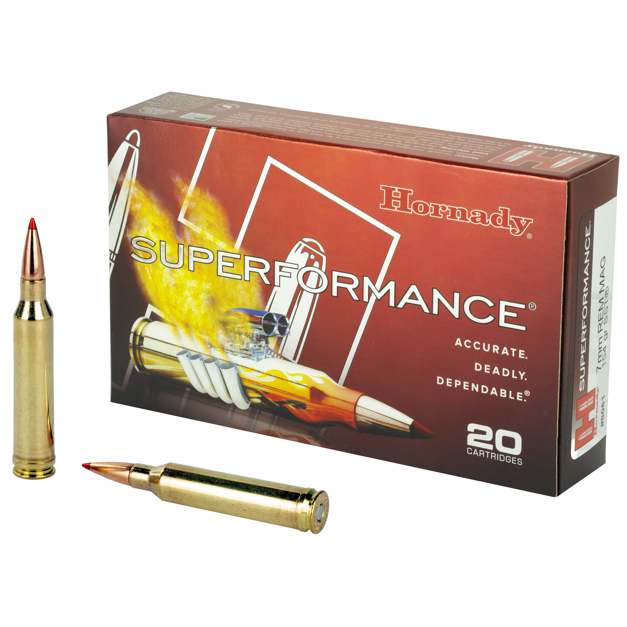 Hornady SuperFormance, 7MM REM, 154 Grain, SST, 20 Round Box 8061