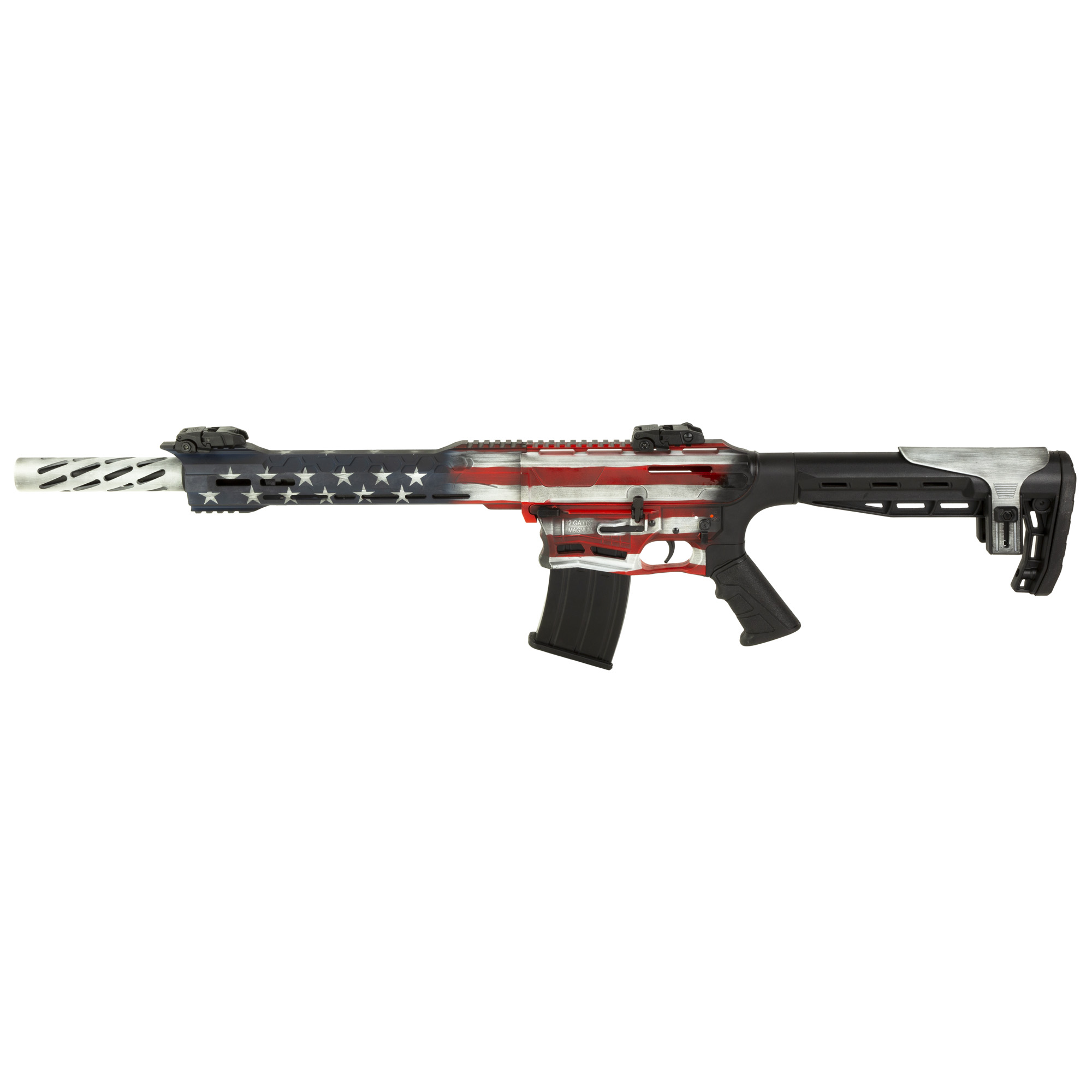 Citadel BOSS-25, Semi-automatic Shotgun, 12 Gauge, 3 Chamber, 18.75 Barrel, Cerakote Finish, Red/White/Blue USA Flag, Synthetic Furniture, 5 Rounds, 2 Magazines, Includes 5 Choke Tubes CBOSS2512-USA