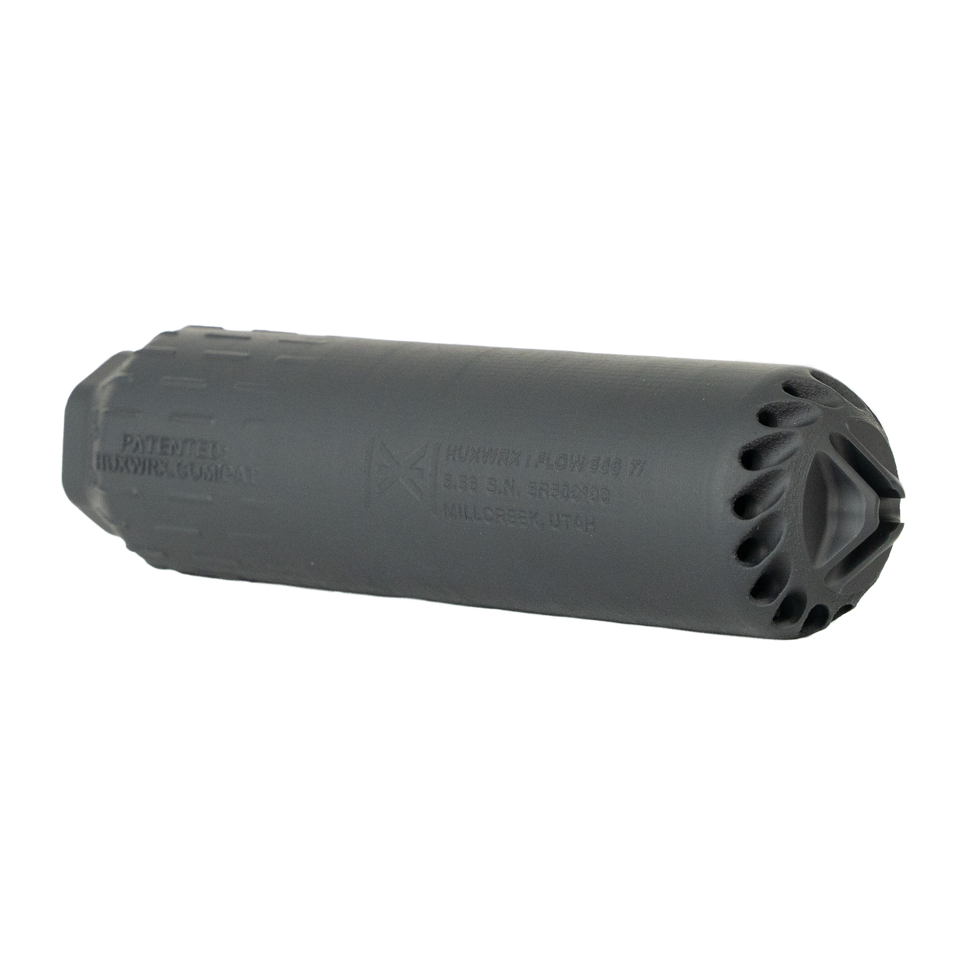 HUXWRX Safety Company Flow 556 Ti, Suppressor, 6.8 Long, 556NATO, C-Series Cerakote Finish, Black, Grade 5 Titanium Construction 3059