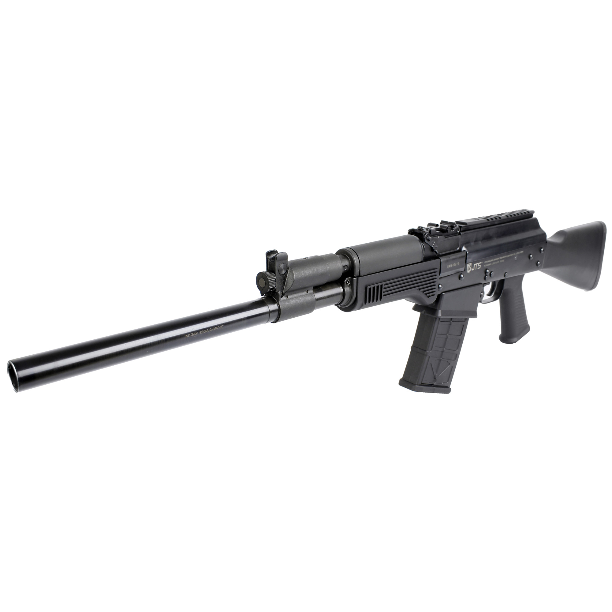 JTS Group M12AK, Semi-automatic, AK, 12 Gauge 3, 18.7 Barrel, Black Color, Polymer Grip and Stock, Cylinder Choke, 5Rd, 2 Magazines M12AK