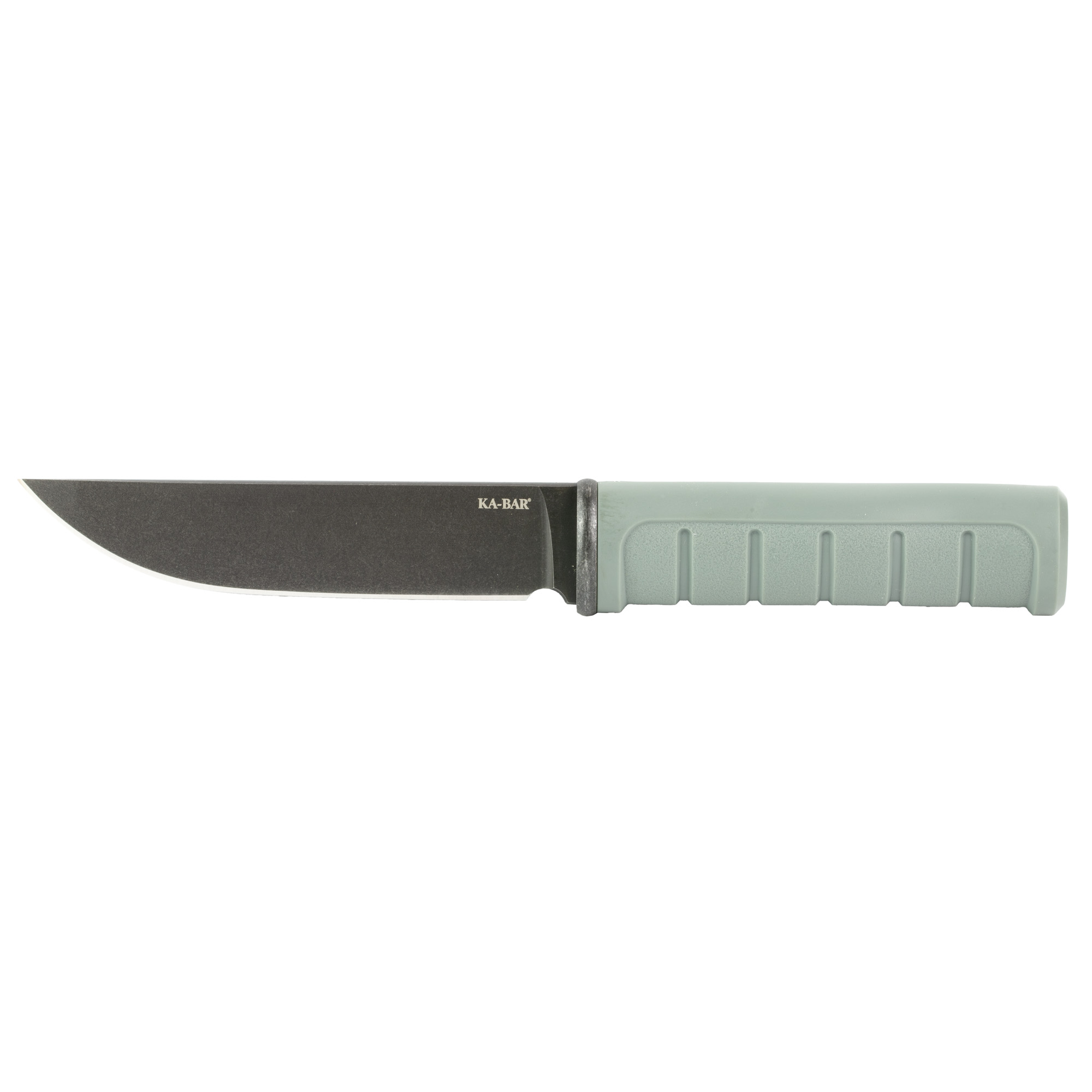 KA-BAR Knives Dust II, Fixed Blade Knife, 5.25 Clip Point Blade, 9.88 Overall Length, D2 Blade Steel, Plain Edge, Matte Finish, Black, Green Glass Filled Nylon Handle, Includes Sheath 6101