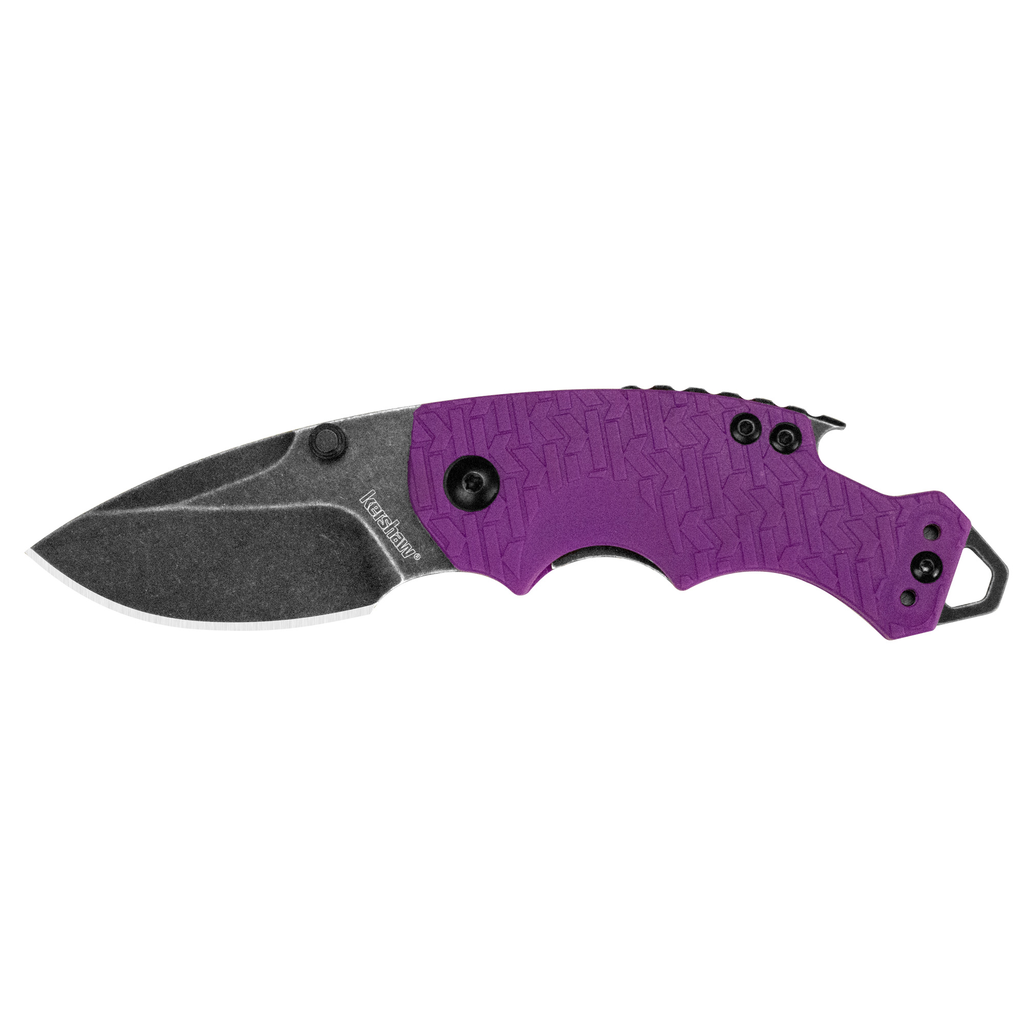 Kershaw Shuffle, Folding Knife, 2.4 Drop Point Blade, 8CR13MOV Blade Steel, 5.75 Overall Length, Liner Lock, BlackWash Finish, Purple Handle 8700PURBW