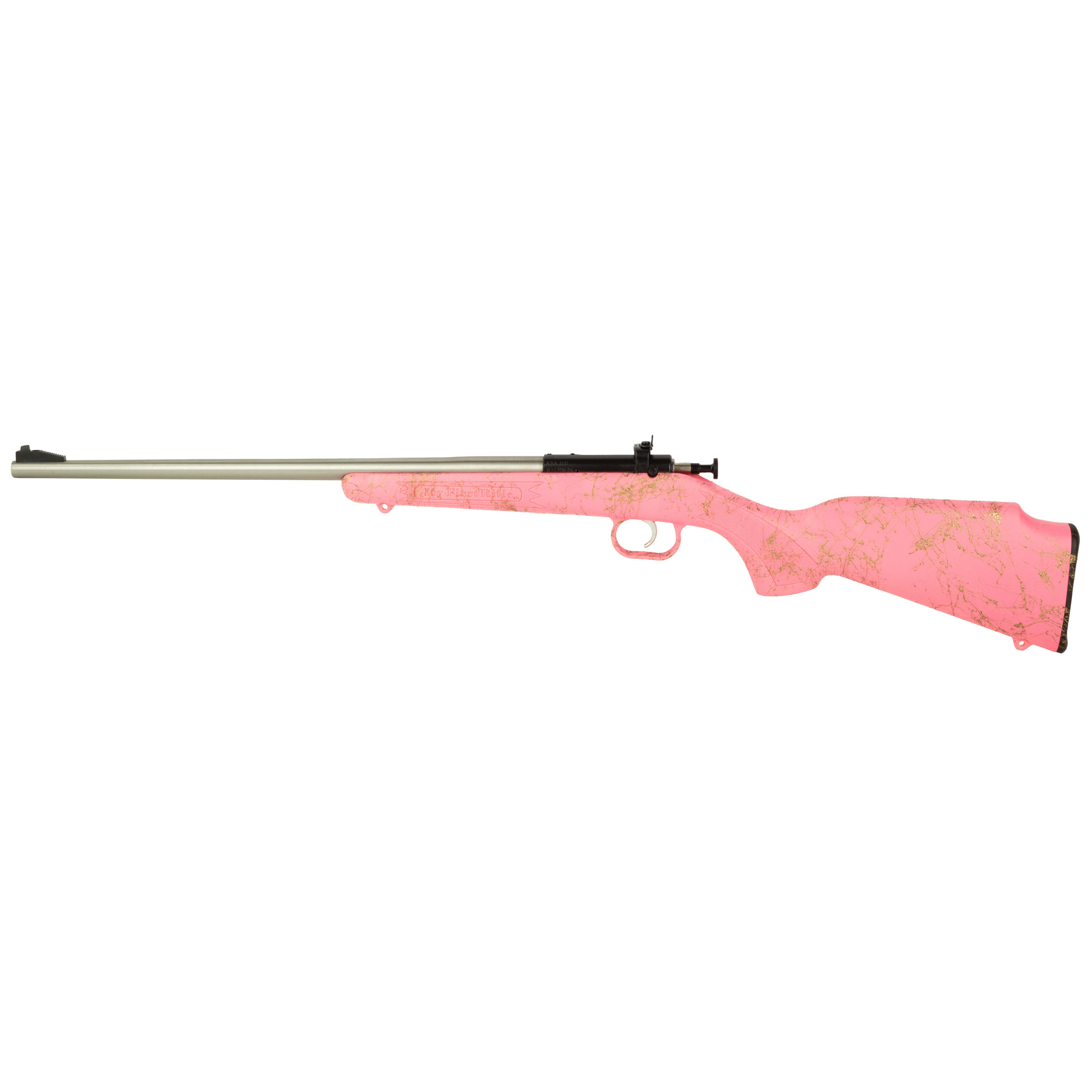 Keystone Sporting Arms Crickett, Bolt Action Rifle, Compact, 22 LR, 16.1 Barrel, Stainless Steel, Pink Stock, Single Shot KSA2441