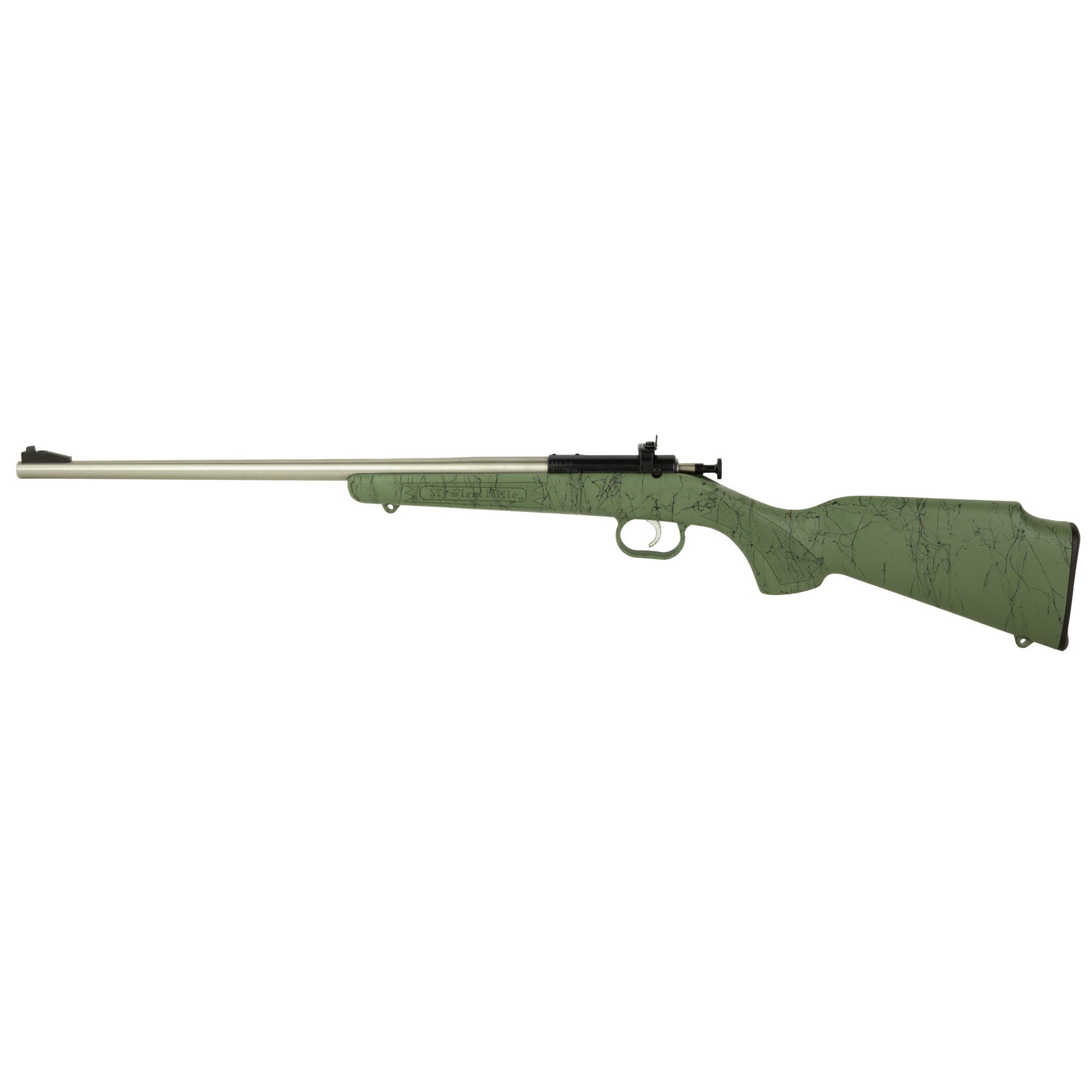 Keystone Sporting Arms Crickett, Bolt Action Rifle, Compact, 22 LR, 16.1 Barrel, Stainless Steel, Green Stock, Single Shot KSA2442