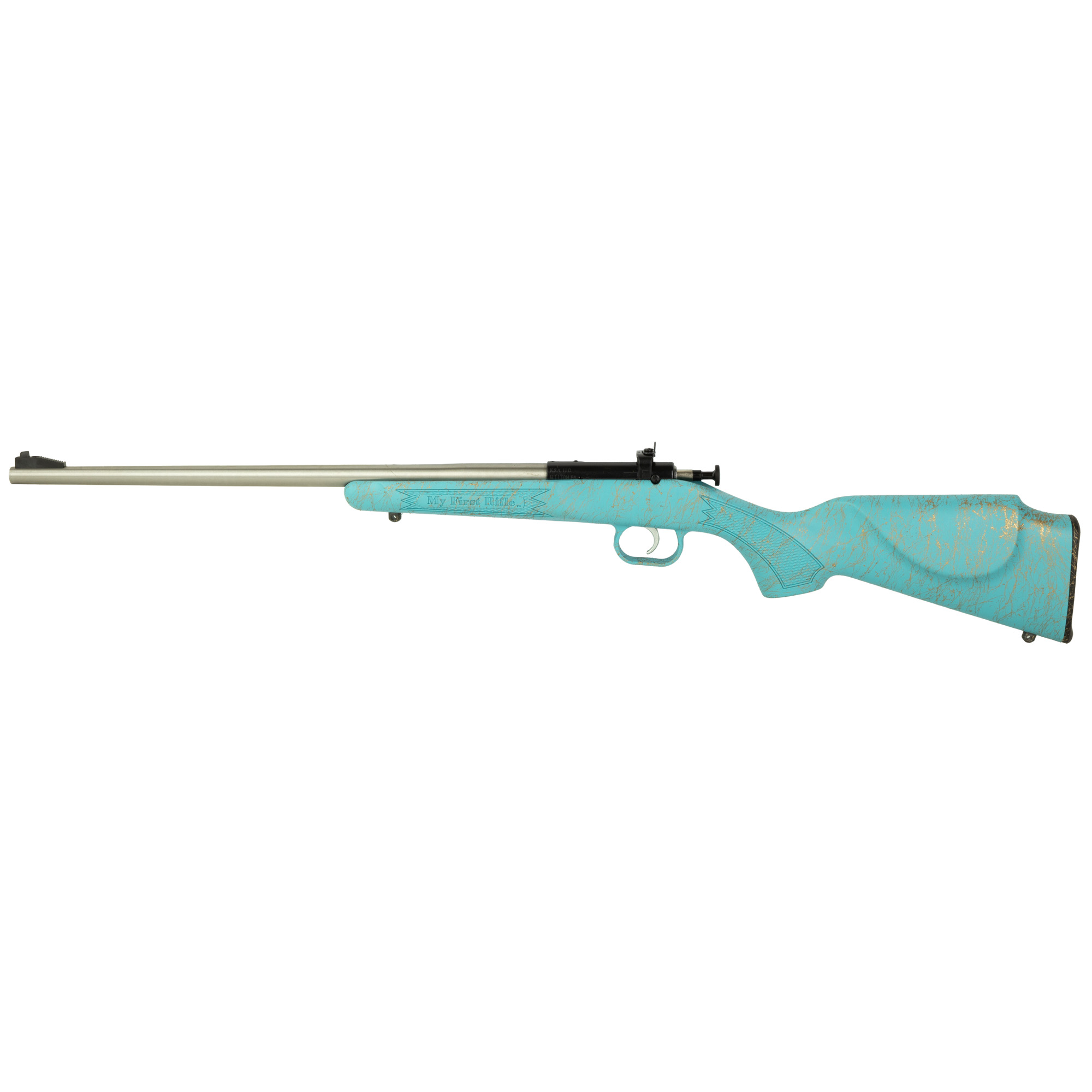 Keystone Sporting Arms Crickett, Bolt Action Rifle, Compact, 22 LR, 16.1 Barrel, Stainless Steel, Blue Stock, Single Shot KSA2446