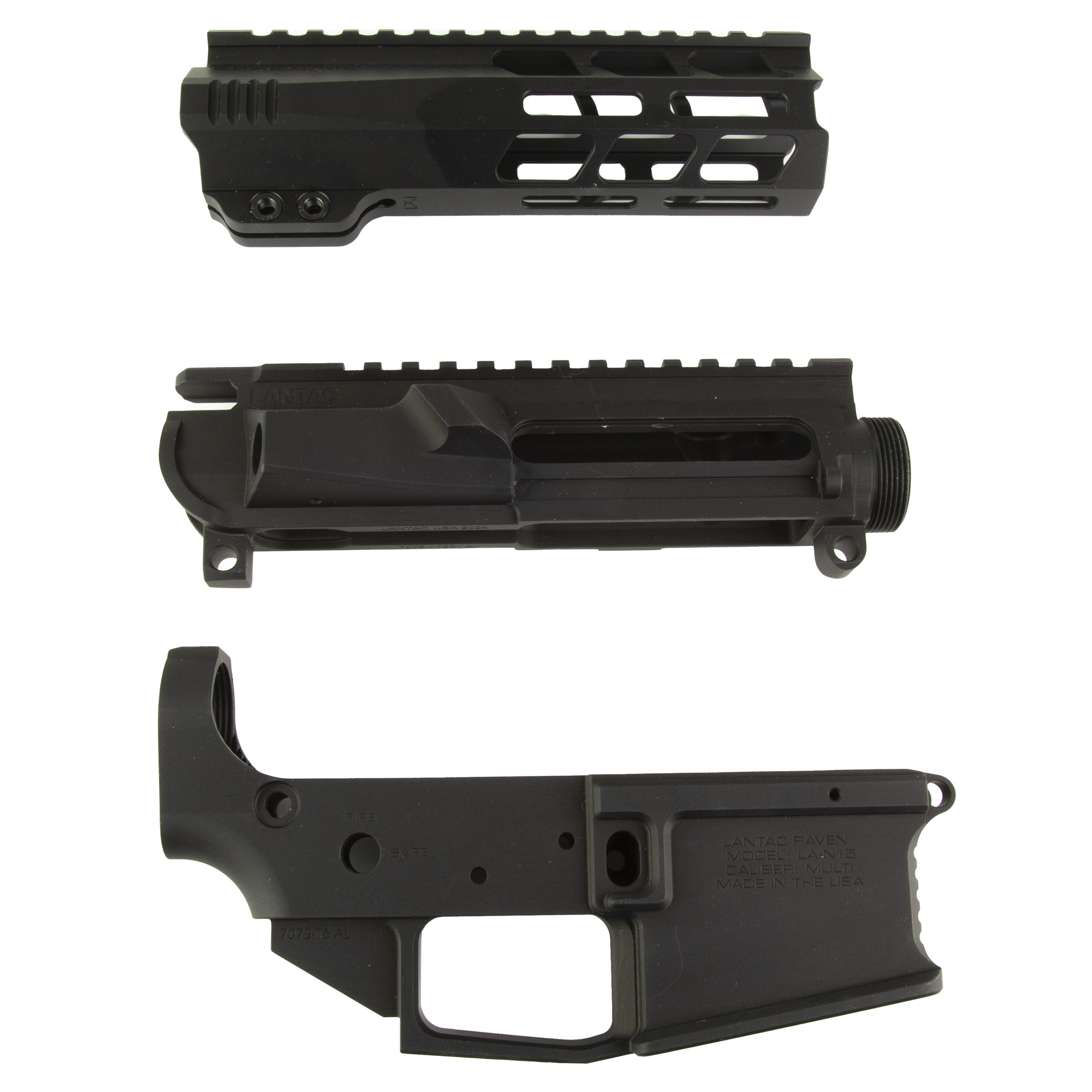 LanTac USA LLC Raven AR-15 Billet Builder Set, Anodized Finish, Black, Includes Upper/Lower Receiver and 6.75 Spada M-LOK Rail with Mounting Hardware 01-RV-BSET-6-RAVEN