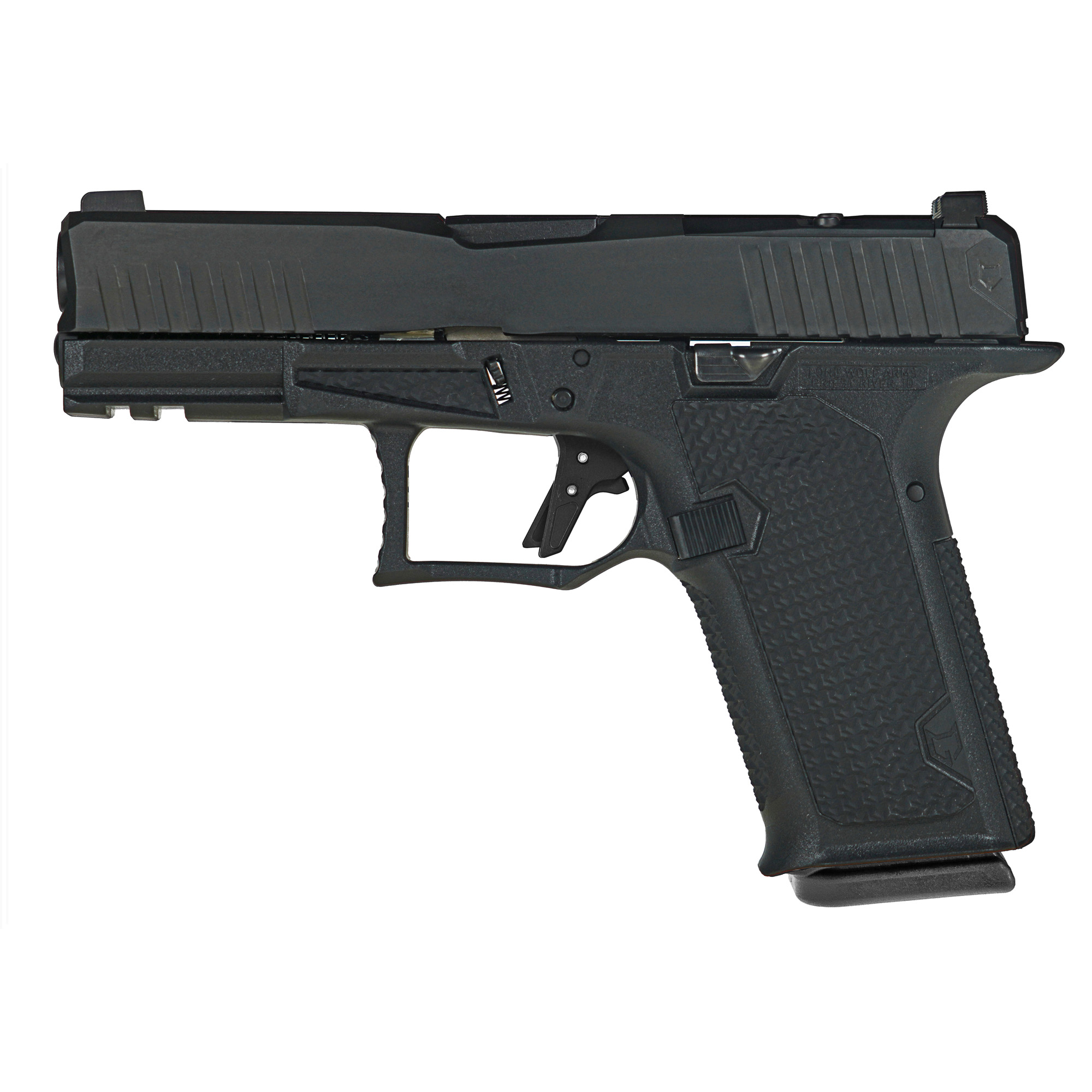 Lone Wolf Distributors Dusk19, Striker Fired, Semi-automatic, Polymer Frame Pistol, Compact, 9mm, 4.02 Black Barrel, Matte Finish, Black Frame and Slide, RMR Compatible Optic Cut, Black Rear Sight and White Dot Front Sight, 15 Rounds, 1 Magazine LWD-