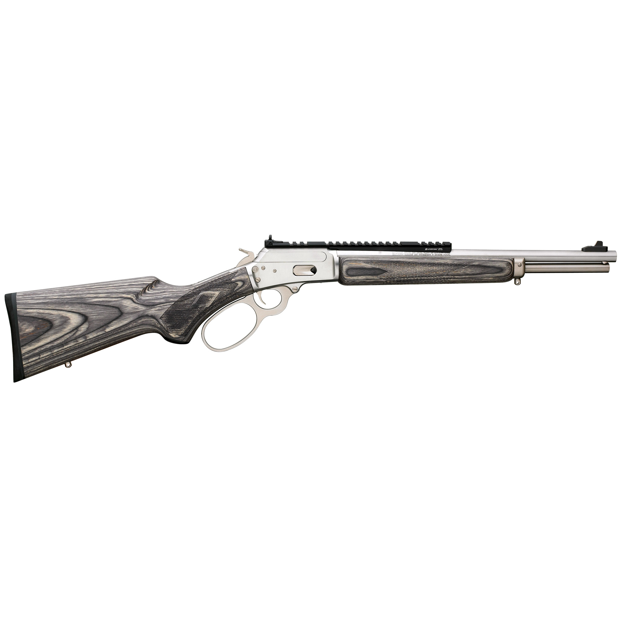 Marlin Firearms 1894 SBL, Lever Action Rifle, 357 Magnum, 16.10 Cold Hammer-Forged Stainless Steel Barrel, Threaded 1/2X28, Polished Stainless Finish, Gray Laminate Stock, Fiber Optic Front Sight with Tritium Ring, Adjustable Ghost Ring Rear Aperture