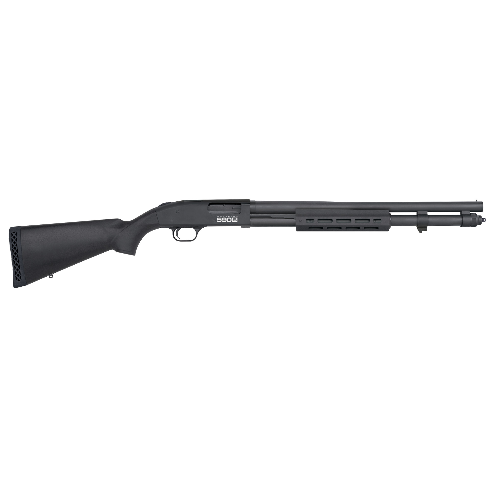 Mossberg 590S, Optic Ready, Pump Action, 12 Gauge, 3 Chamber, 20 Barrel, Matte Blued Finish, Synthetic Stock, Bead Sight, Receiver Milled for Shield RMSc Pattern Micro Dot Sights, 13 Rounds, Cycles 1.75, 2.75, or 3 51604